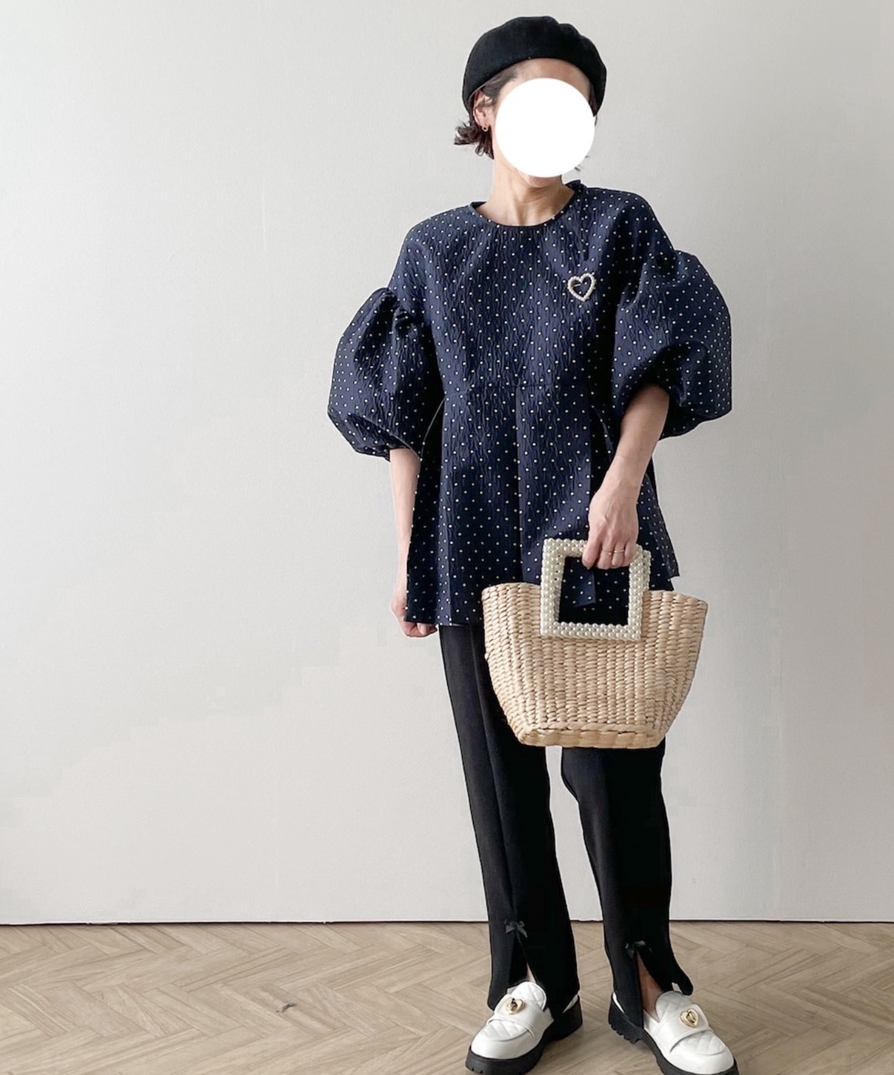 日本製泡泡手袖波點衫