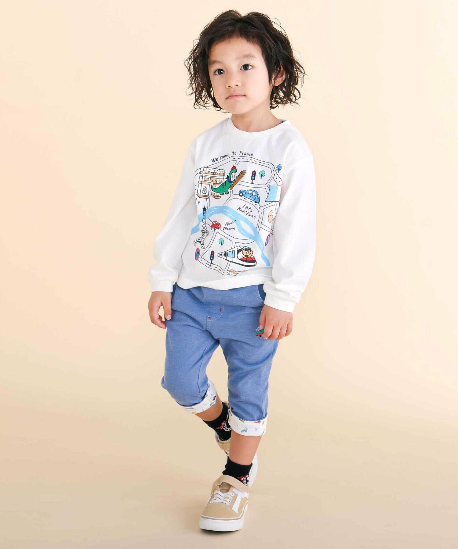 🆕【⭐訂購⭐】 🇯🇵日本直送🌀恐龍/汽車/太空圖案 捲褲腳 彈性七分褲［3款選］🌀[ELBA-0198][260308]