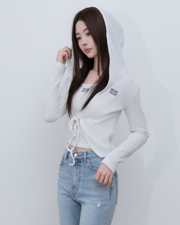 MuahMuah LACE CONTRAST CARDIGAN SLEEVELESS SET