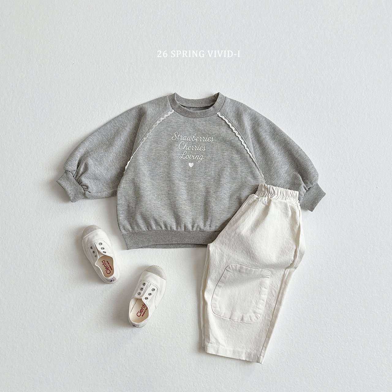 🌸預訂 韓國直送🌸🇰🇷VIVIDI三色英文印花蕾絲泡泡袖上下套裝