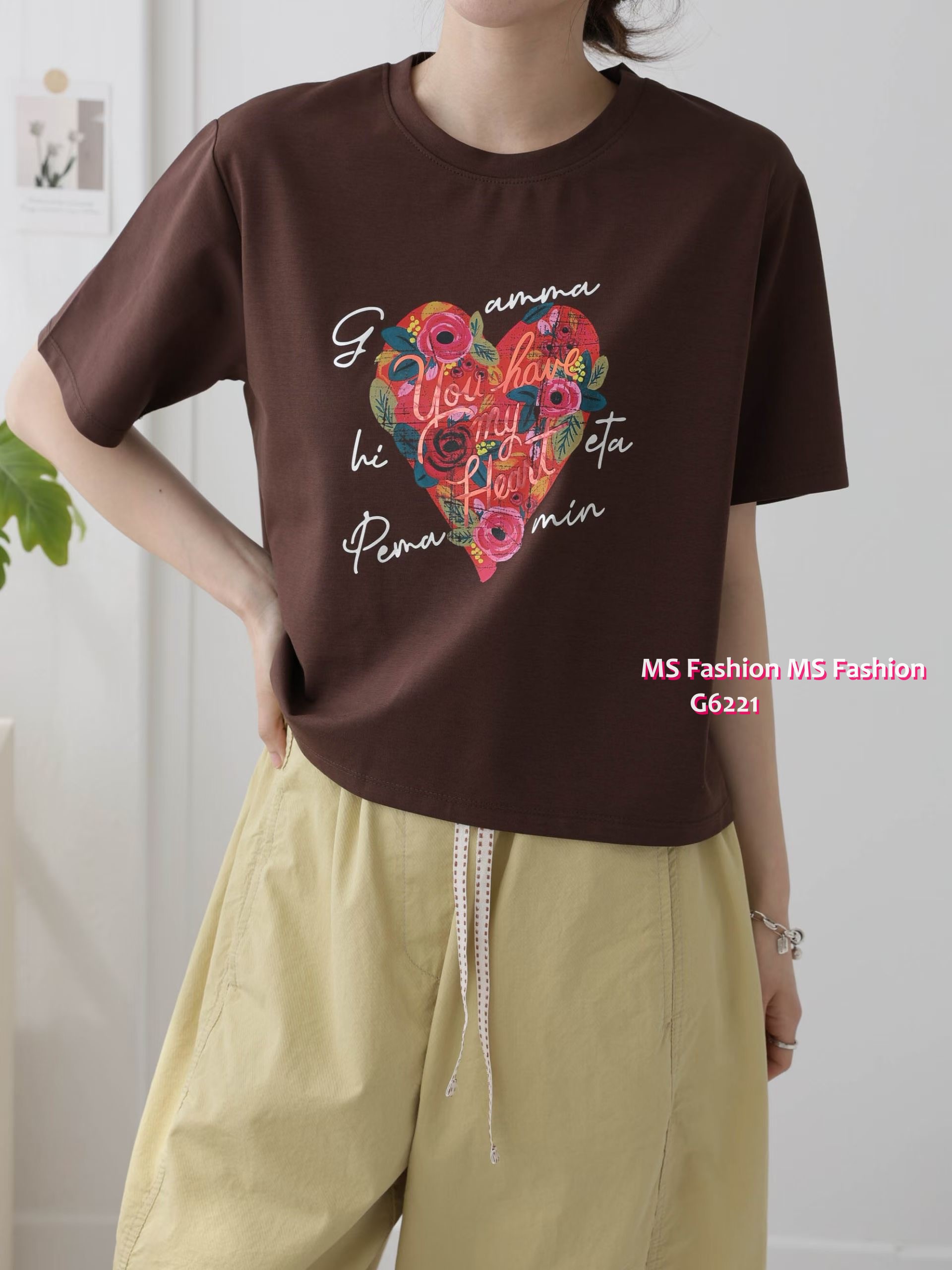 G6221 韓國🇰🇷花朵心型print top