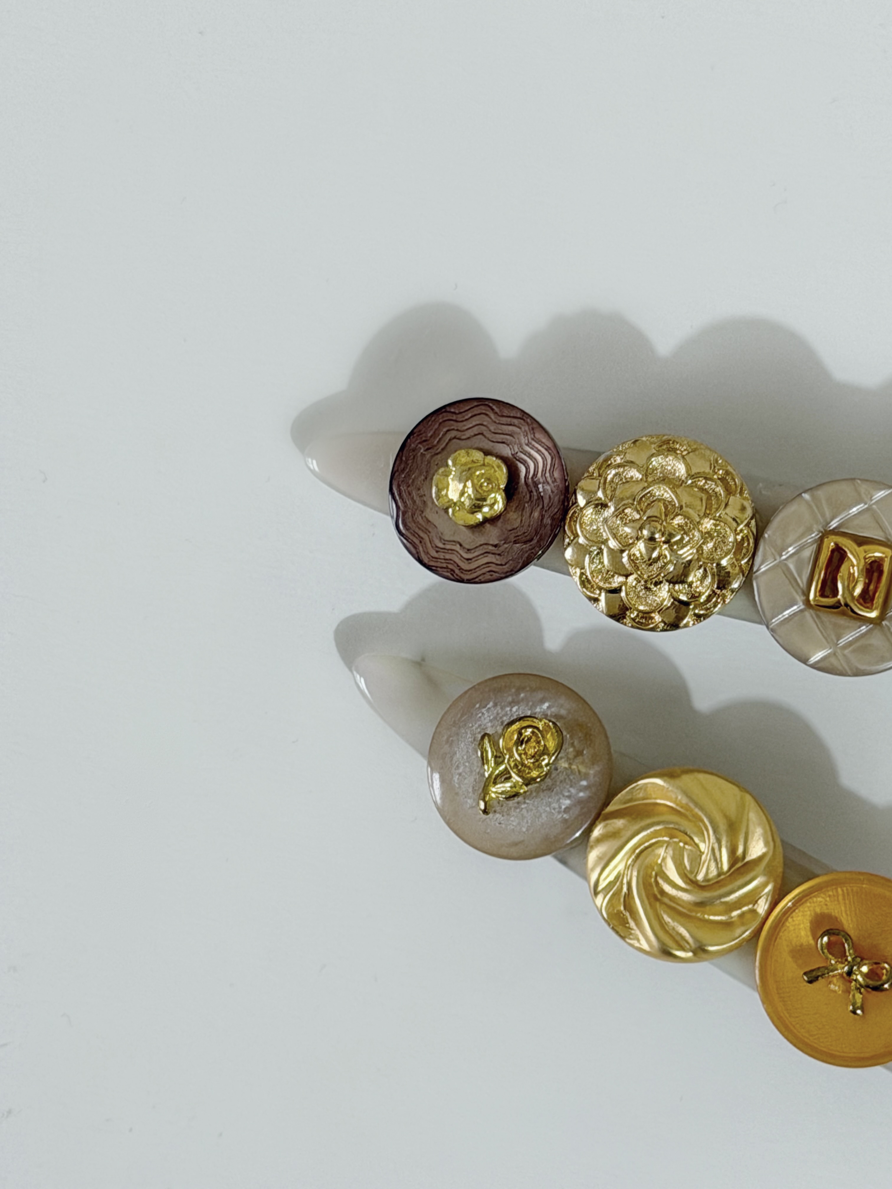 復古鈕扣髮夾/日落橙啡系 8cm長