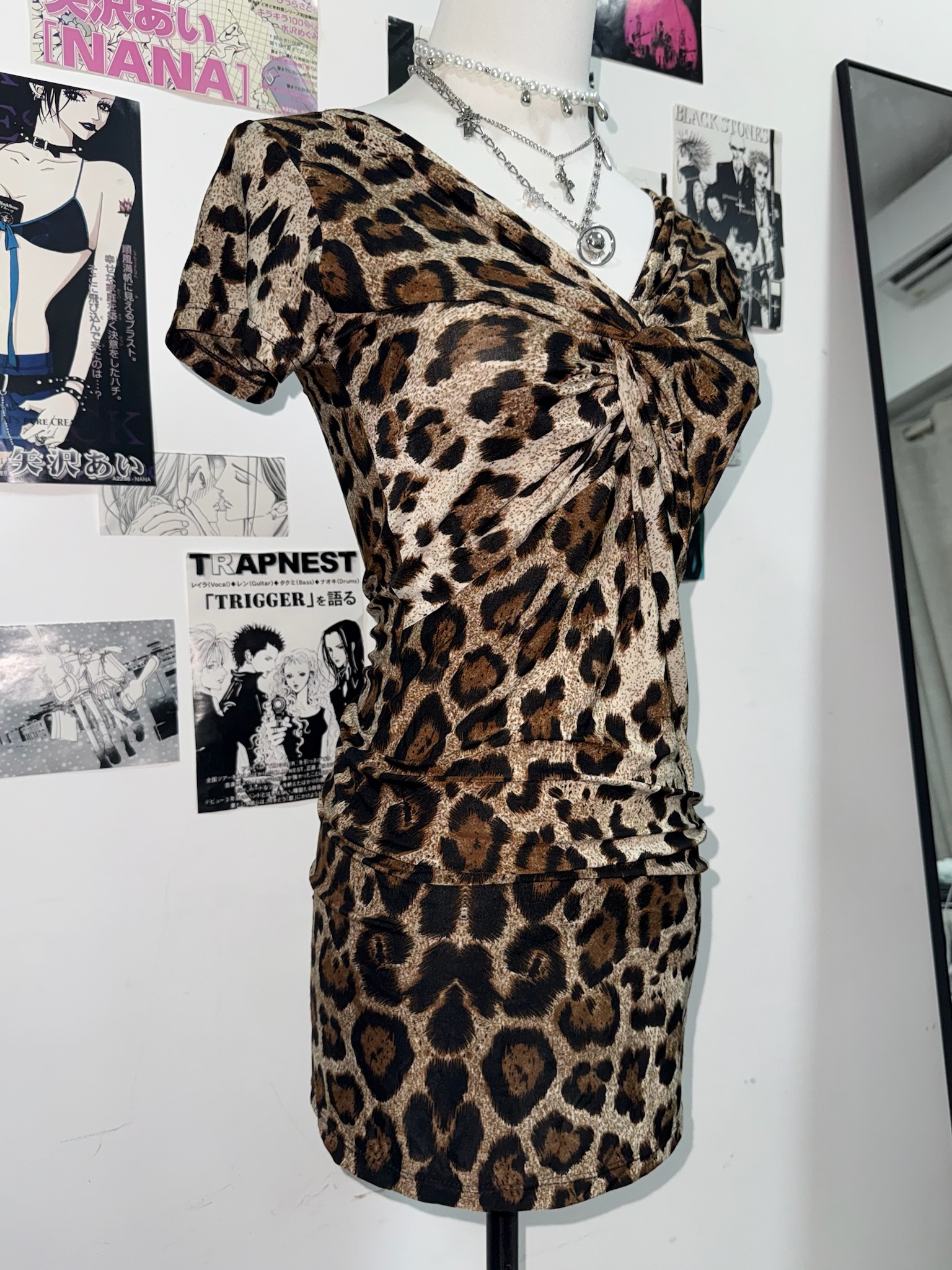 Leopard Print Twist Front Mini Dress