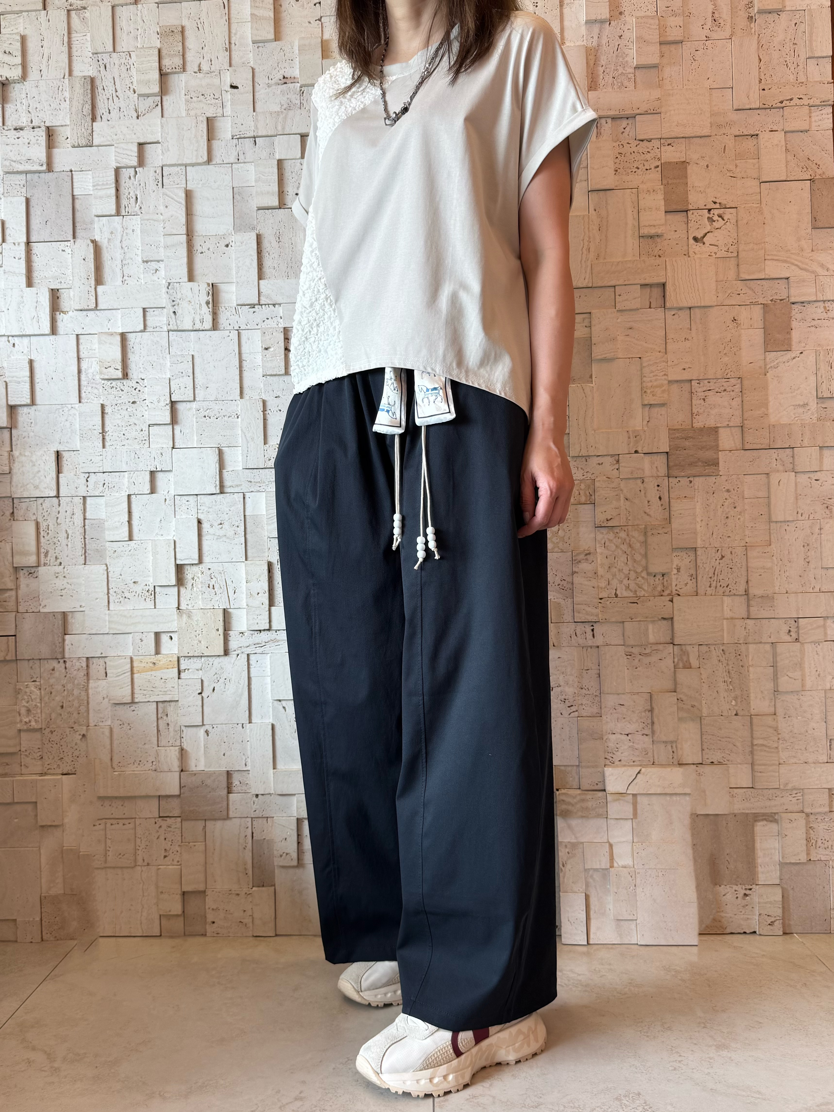 #2092 棉拼皺紋布拼接Top✨