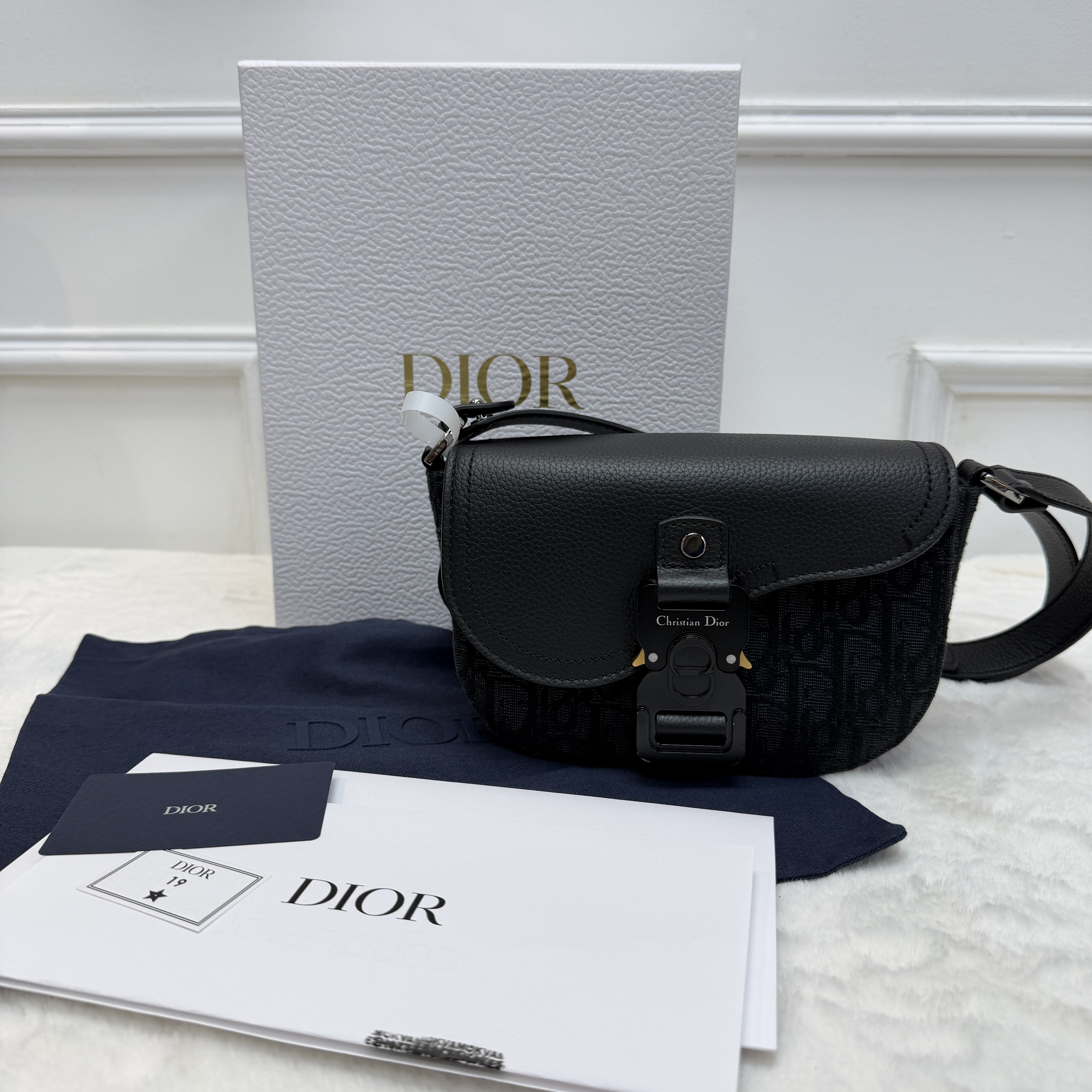 罕見Full Set🫢Dior男裝暗花Small Saddle Messenger Bag