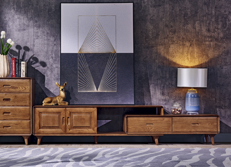 實木伸縮電視櫃 64