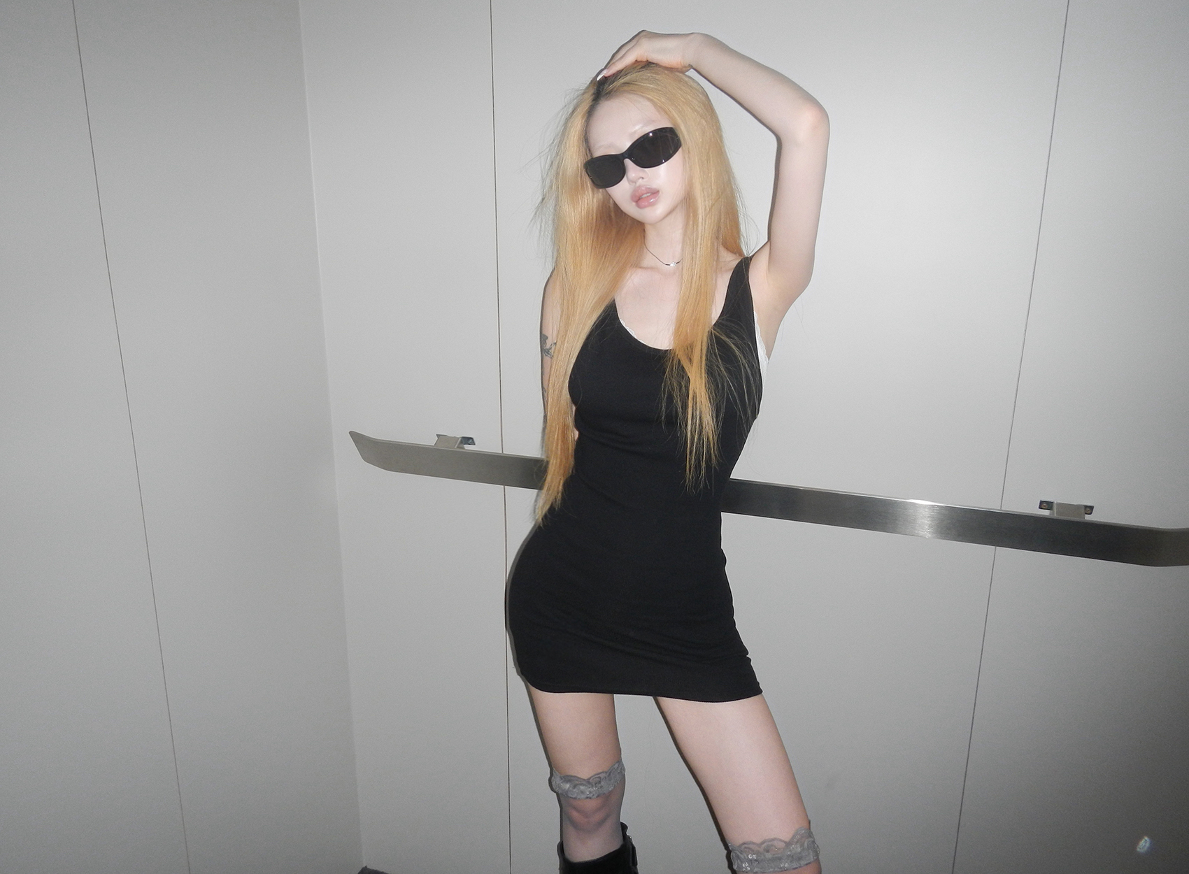 Gothic Lettering Ribbed Tank Dress
