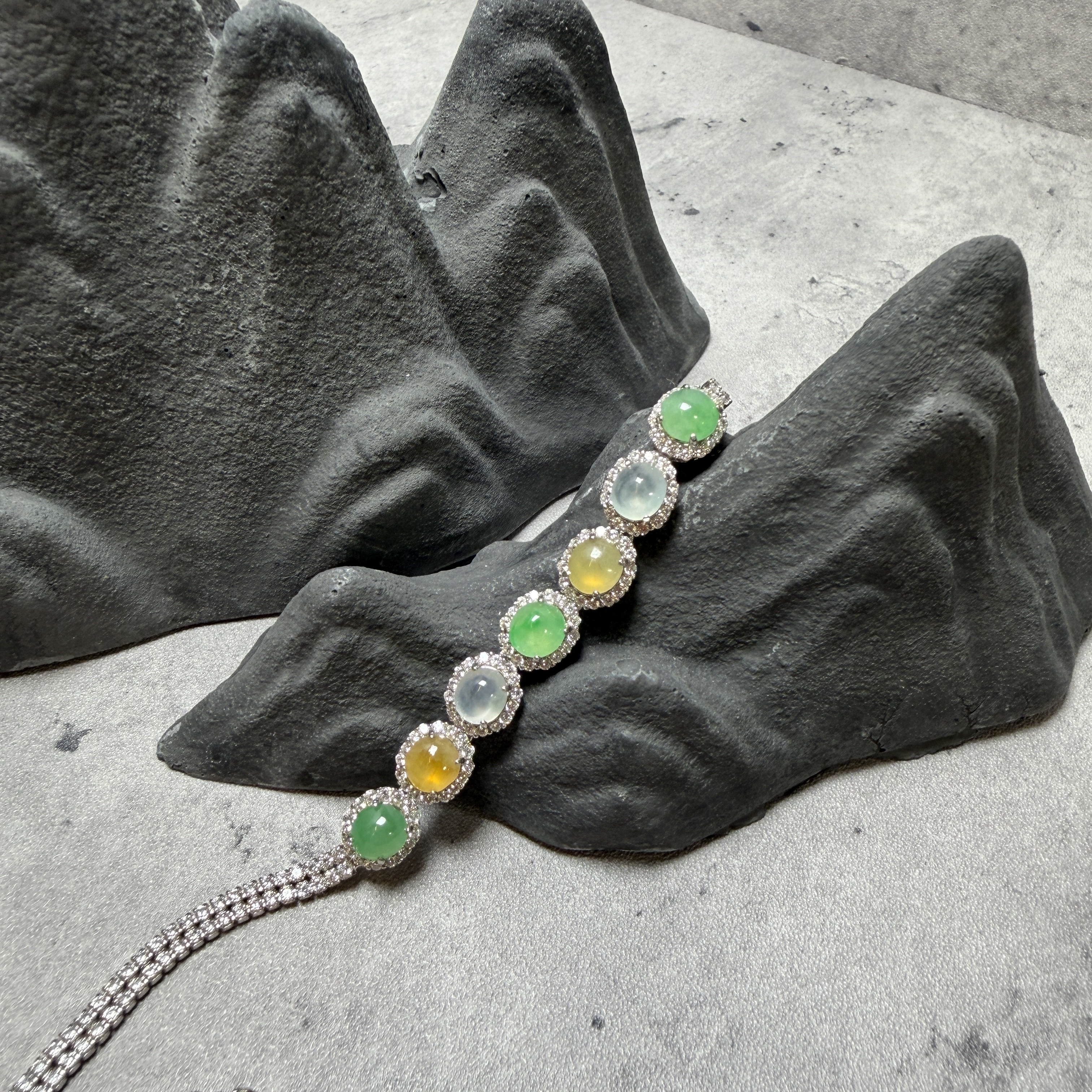 瑪卡龍甜甜多寶翡翠S925手鍊