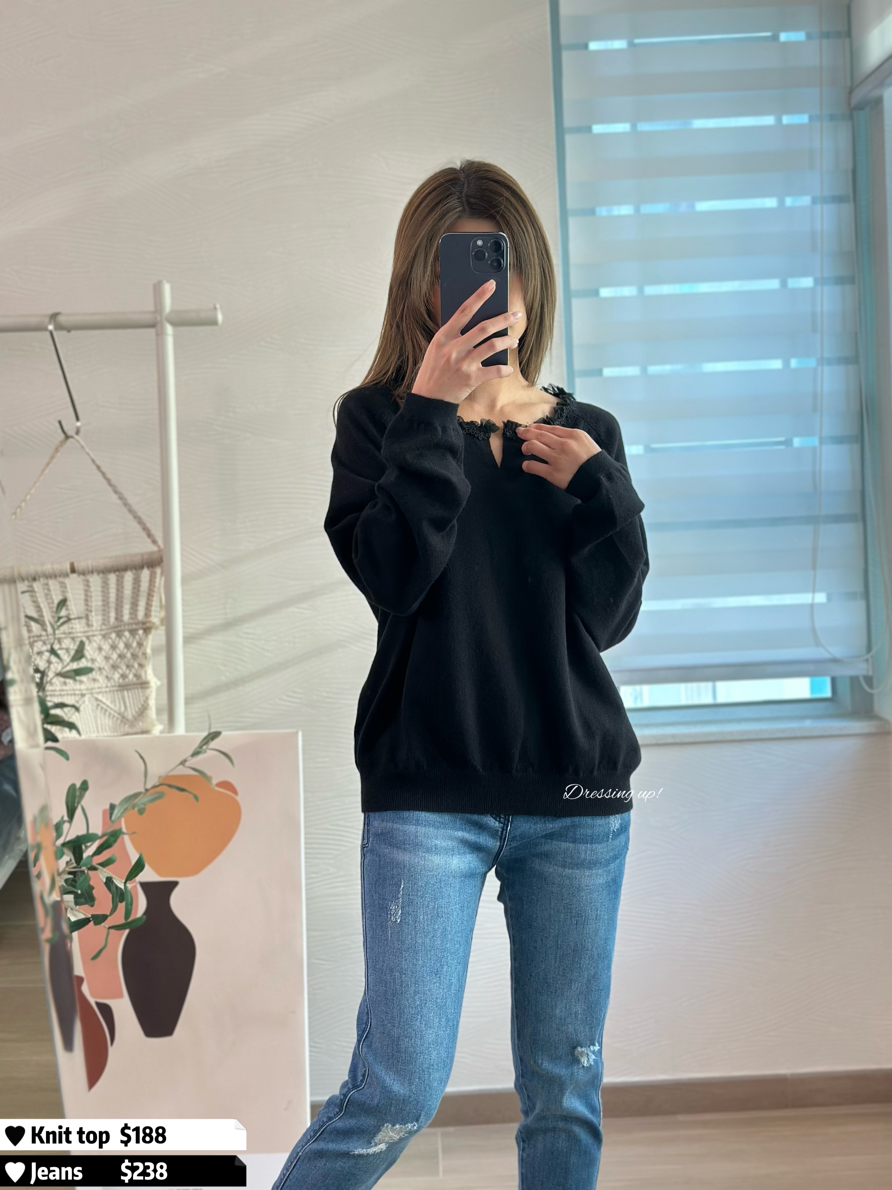 優雅清新｜網紗針織線衫