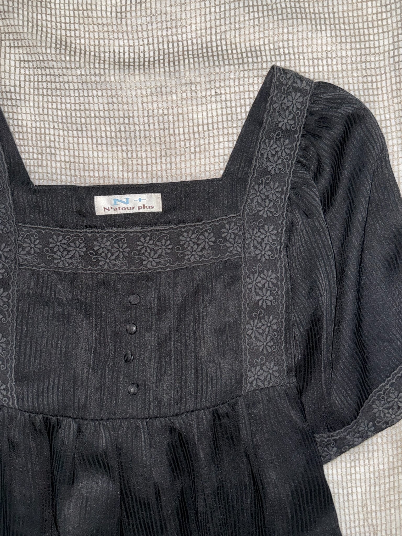 Black Embroidered Square Neck Tunic