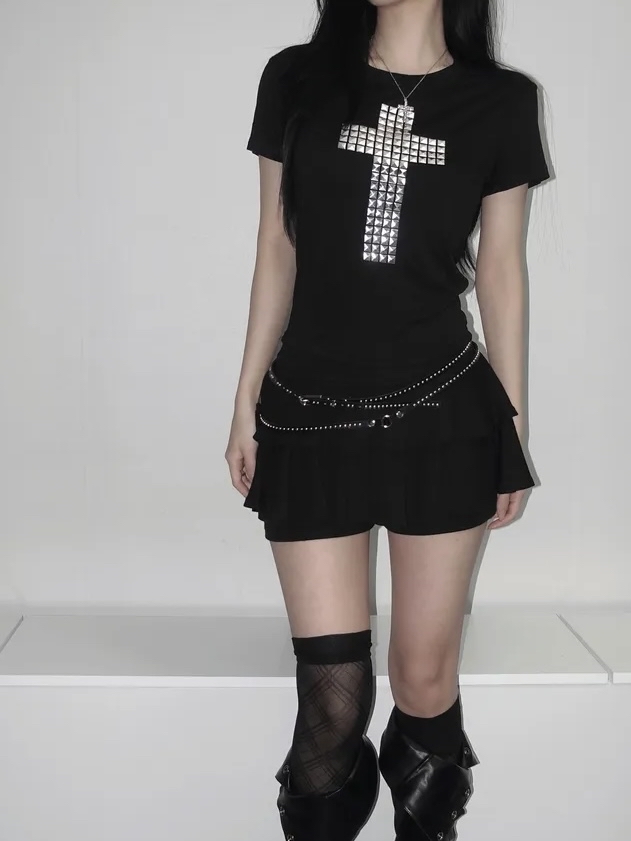 Square Cross Studded Top