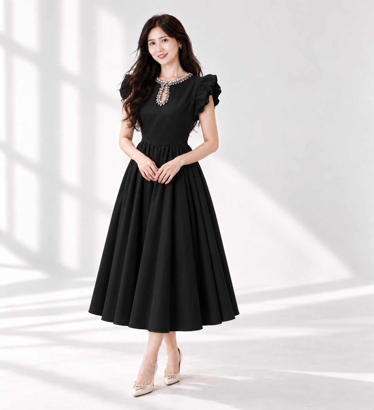 5155 Cornelia 2 Colour Midi Dress