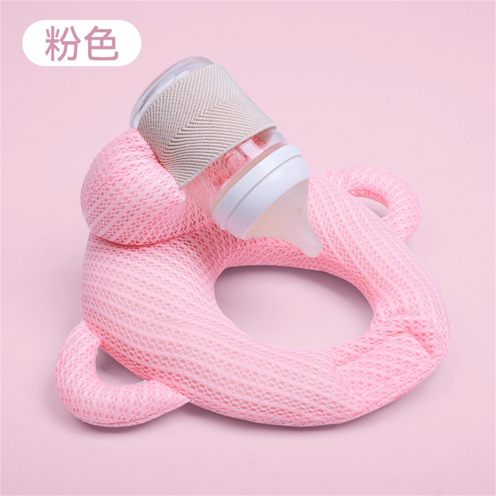 寶寶自動餵奶枕 懶人哺乳枕頭 防吐奶枕頭 嬰兒食奶固定支架 粉色 [平行進口] HK2731