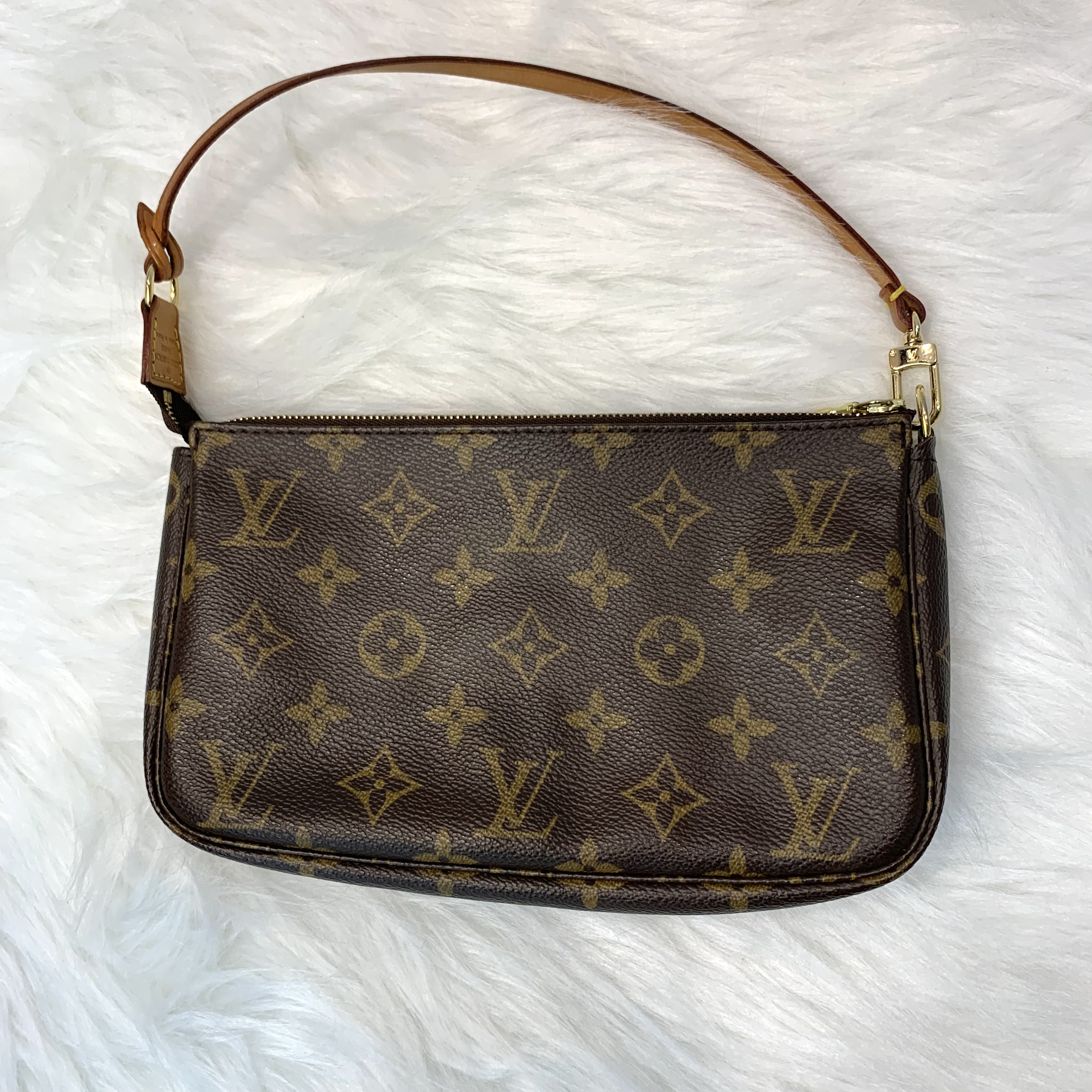 復古感 中古LV老花 Monogram金扣手挽袋