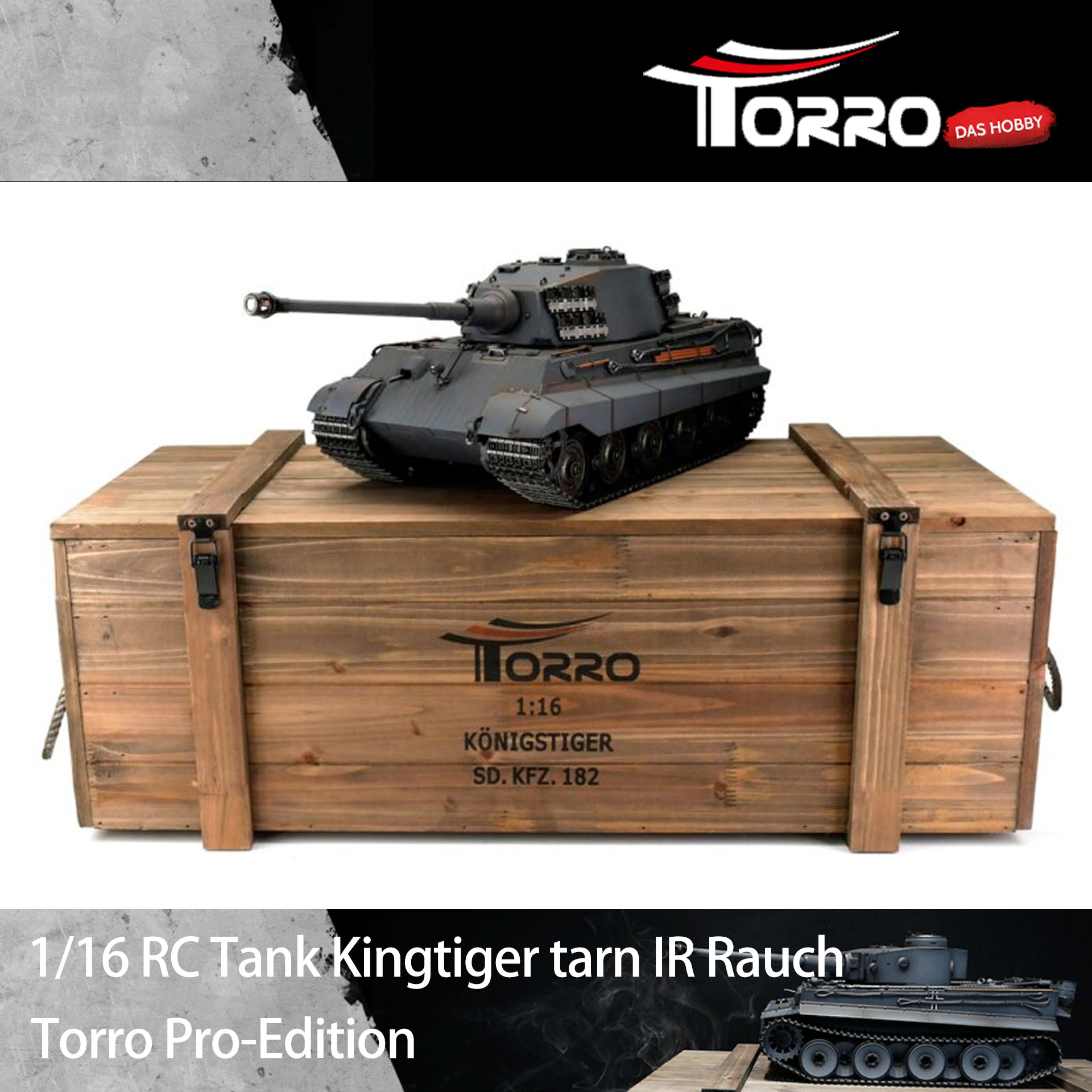 全新Torro DAS Hobby 1/16 RC Tank King Tiger 虎皇坦克車| 360度迴轉