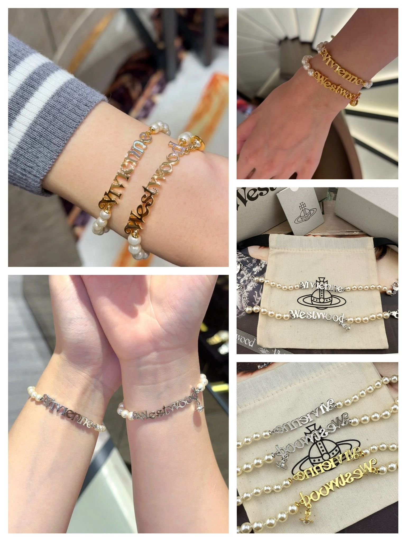 VivienneWestwood雙層珍珠字母星球鏈