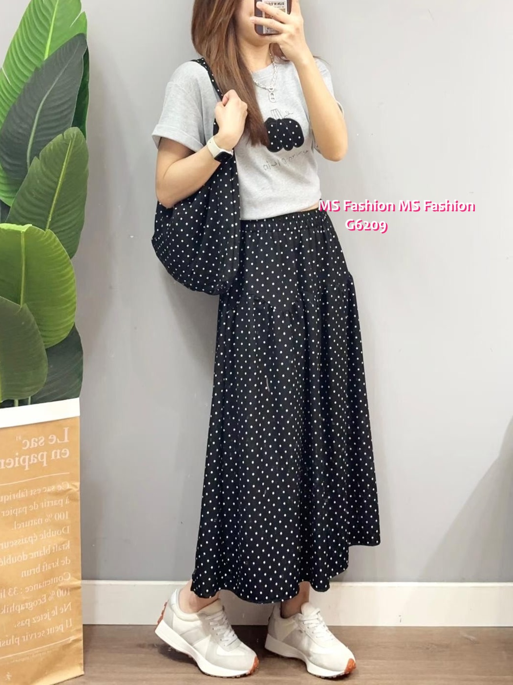 G6209 韓國🇰🇷tee+波點裙+袋仔Set