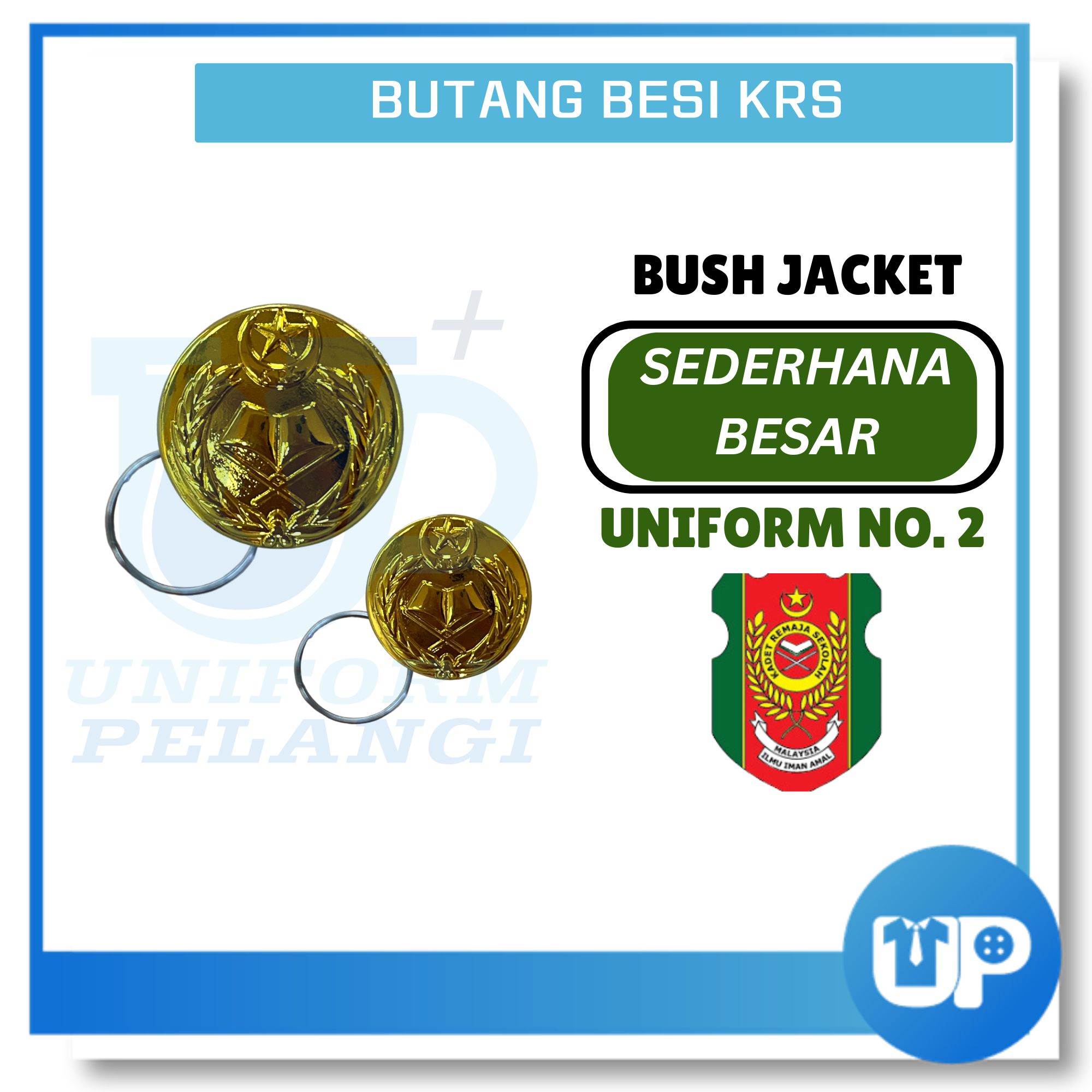Butang Uniform NO.2 KRS Bush Jacket Lelaki Wanita Guru Besar /Pengetua /Pegawai (1 pcs)