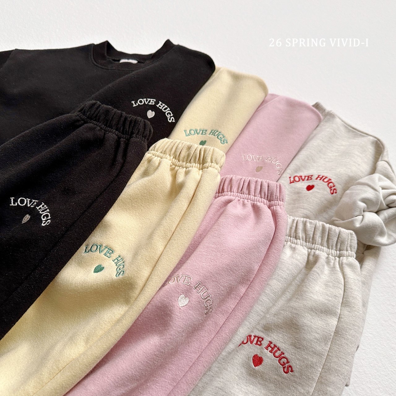 🌸預訂 韓國直送🌸🇰🇷VIVIDI四色愛擁抱刺繡長袖上下套裝