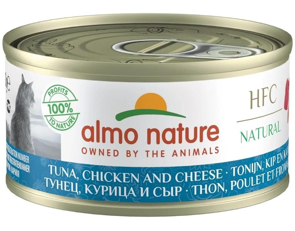 Almo Nature HFC Natural 吞拿魚+雞肉+芝士 貓罐頭 70gx24