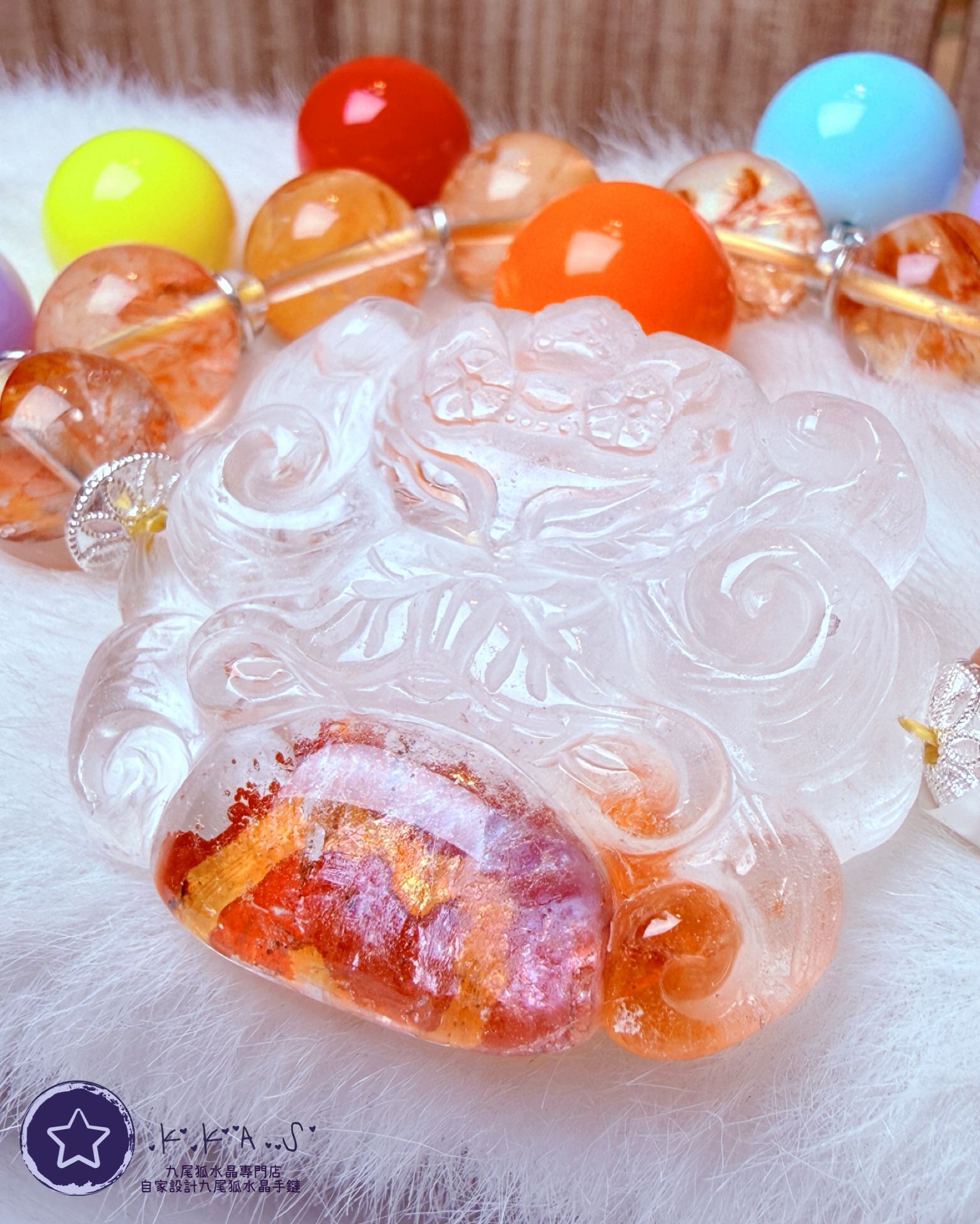 K00277 錦鯉膠花 修仙狐 自家設計手鏈