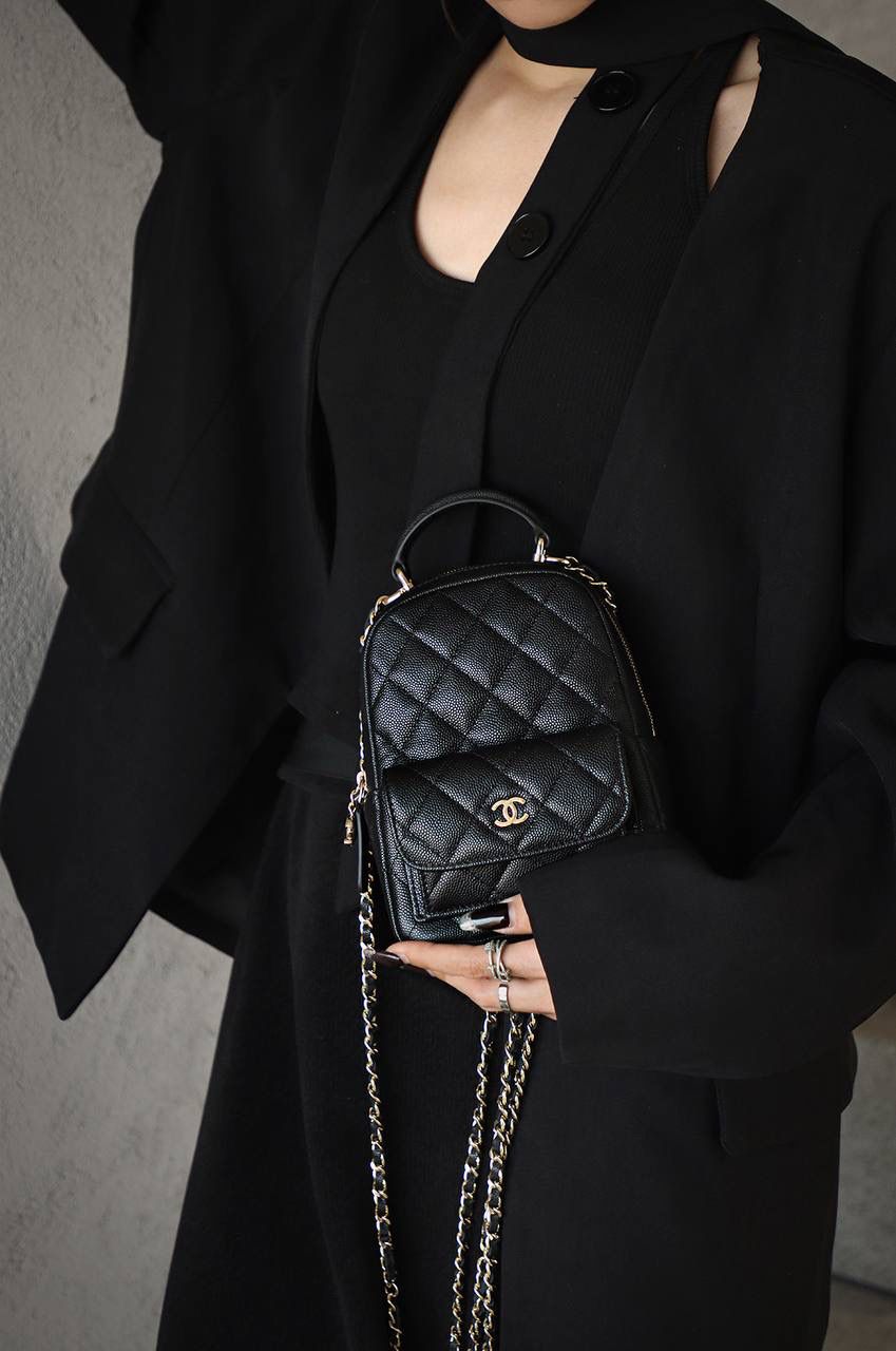 Quilted Mini Backpack with Chain Straps