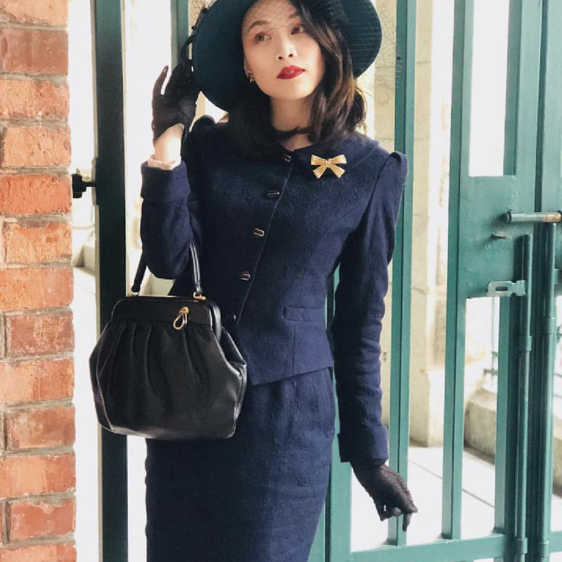 (Sold out)War Time Patriotic Lady Suit Set-Blue / Black ( FM069 / FM070 )