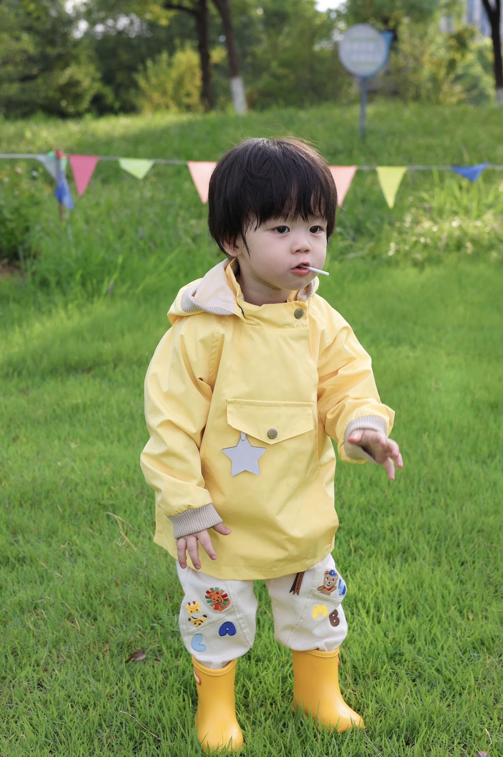 B0007 星星馬卡龍色風褸