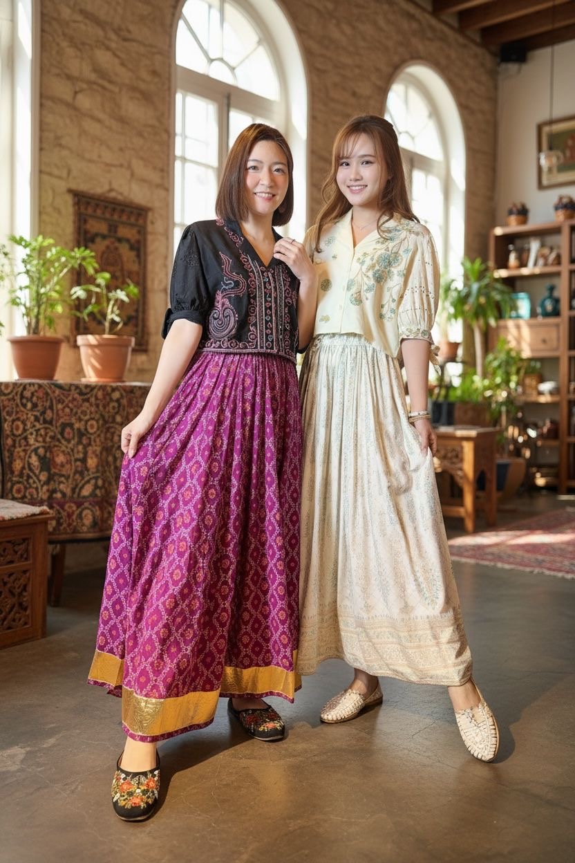 Milky Beige Emb. 2-way Top with Lace Sleeve #1146