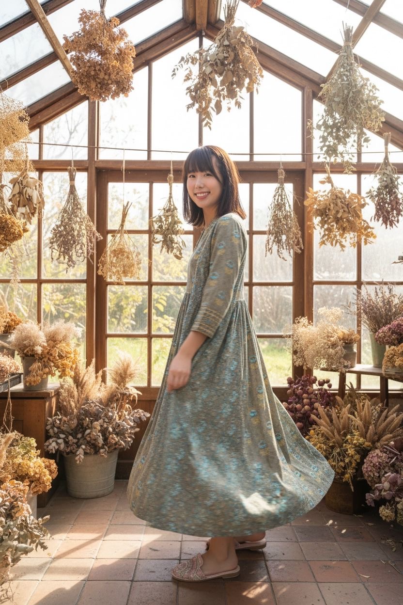 Grey Green Blockprint Mid OP #1403