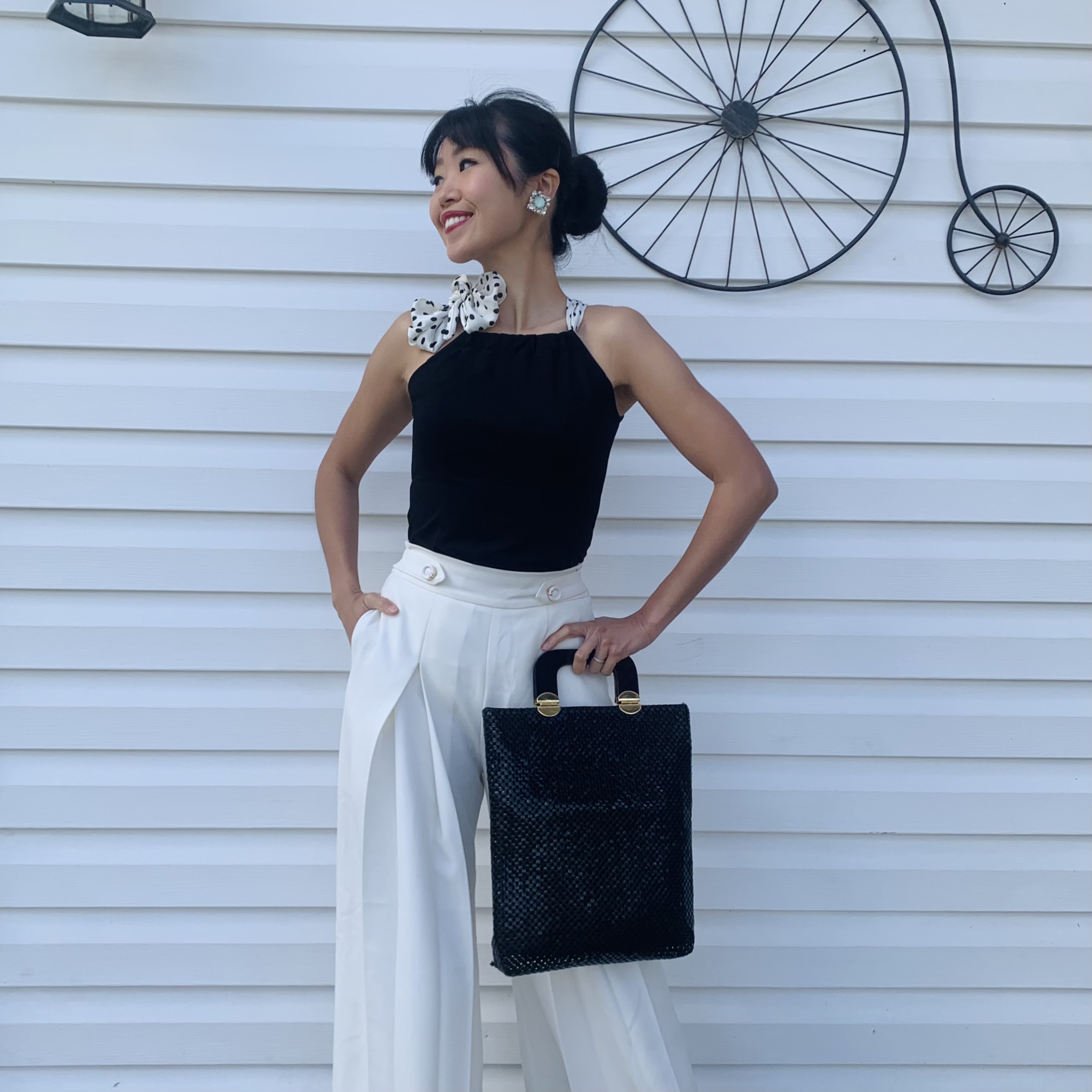(Ready-Made) Vintage Inspired Interchangable Neck Scarf Halter Neck Top (FM139)