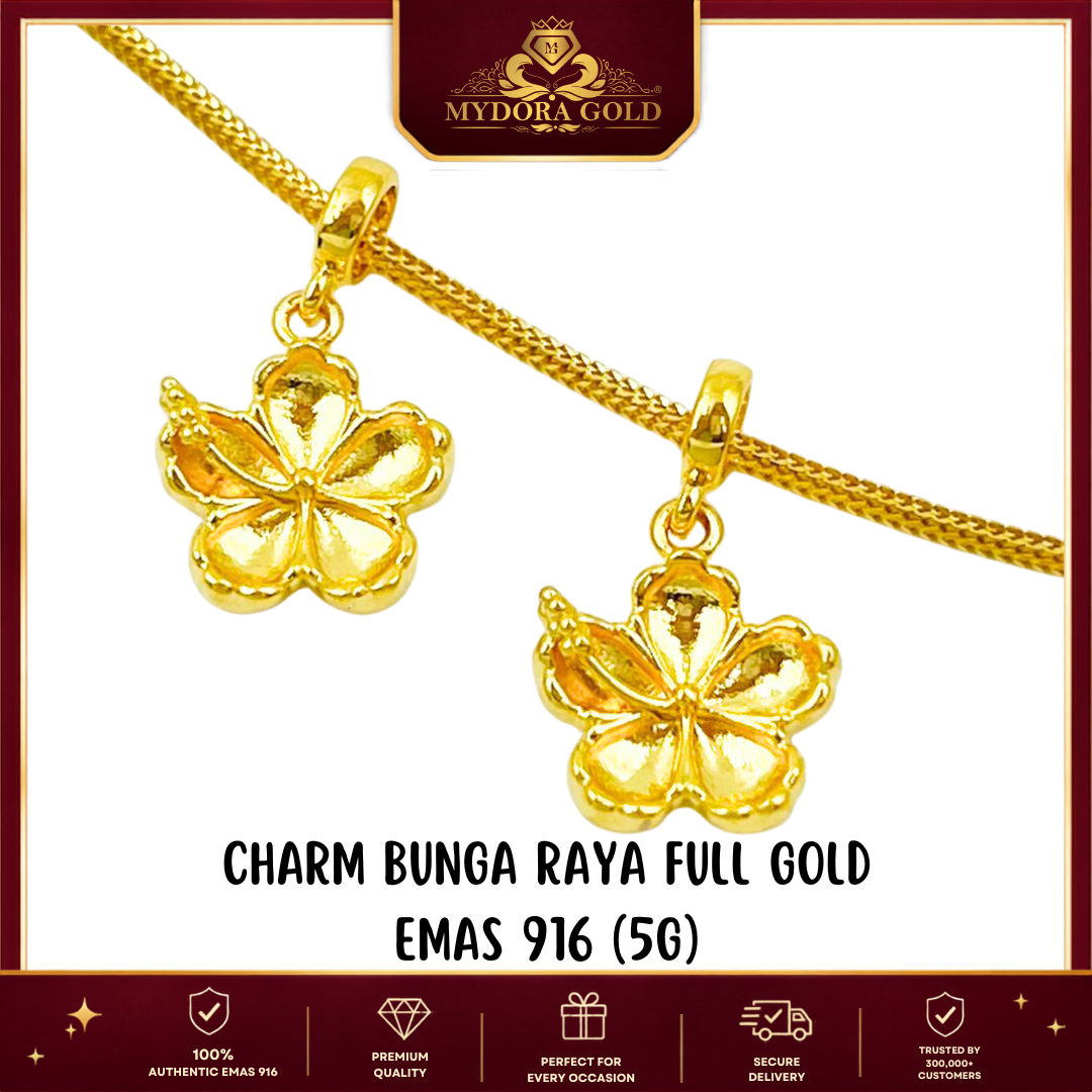 MYDORA Charm Bunga Raya Full Gold (5G) l EMAS 916/22K