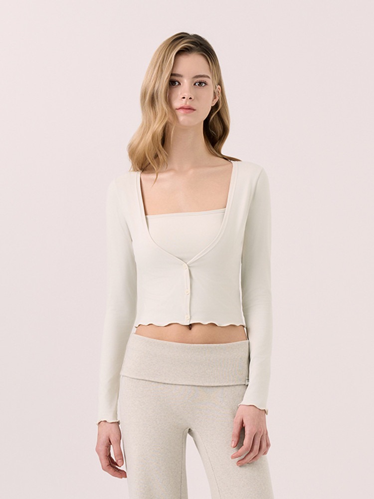 初春Deep V 開胸Cardigan 預購_Basic V-neck cropped cardigan by Grandeline