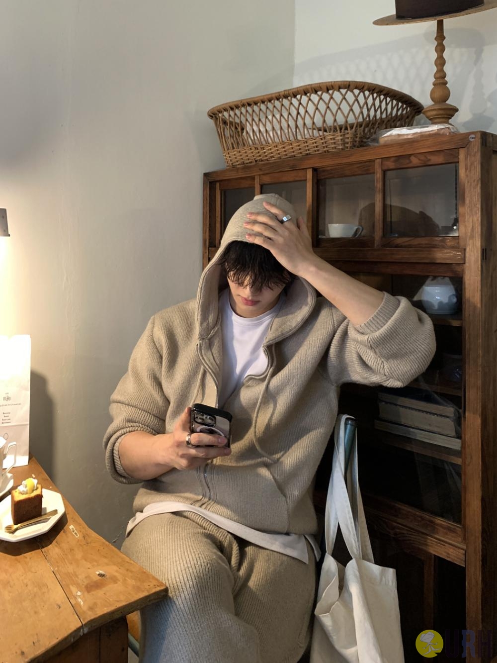 【100%保證韓國直送】Square Two-way 雙向拉鍊連帽冷衫外套套裝 [Set] RL114748