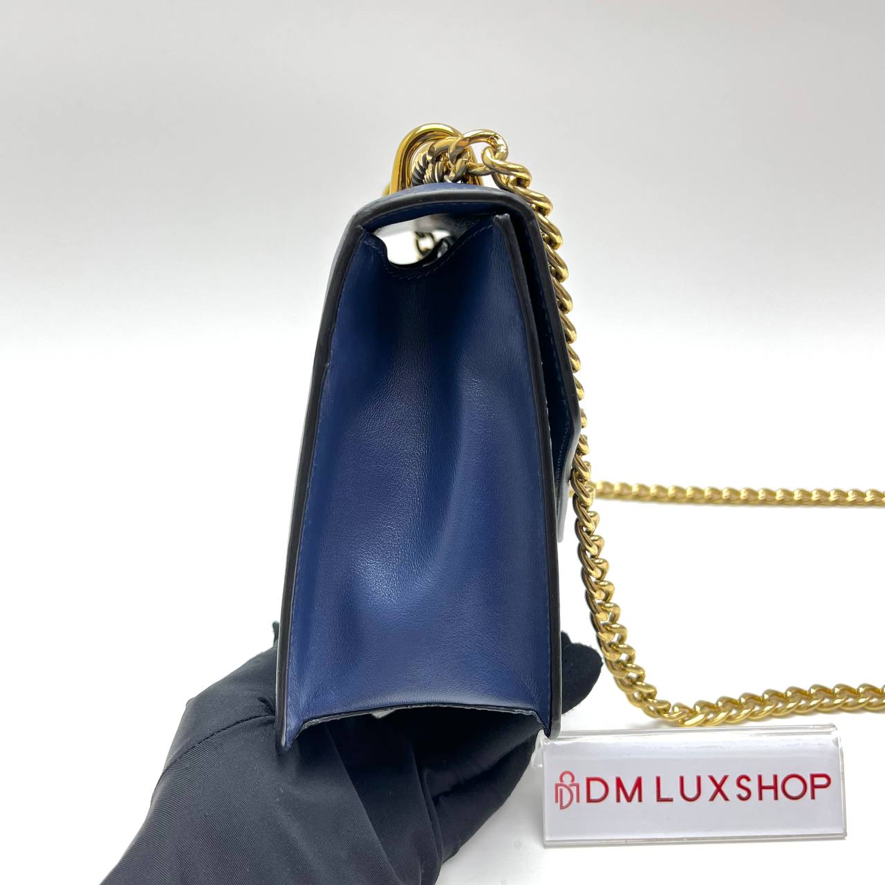 Prada Navy Blue Saffiano Leather Chain Crossbody Bag