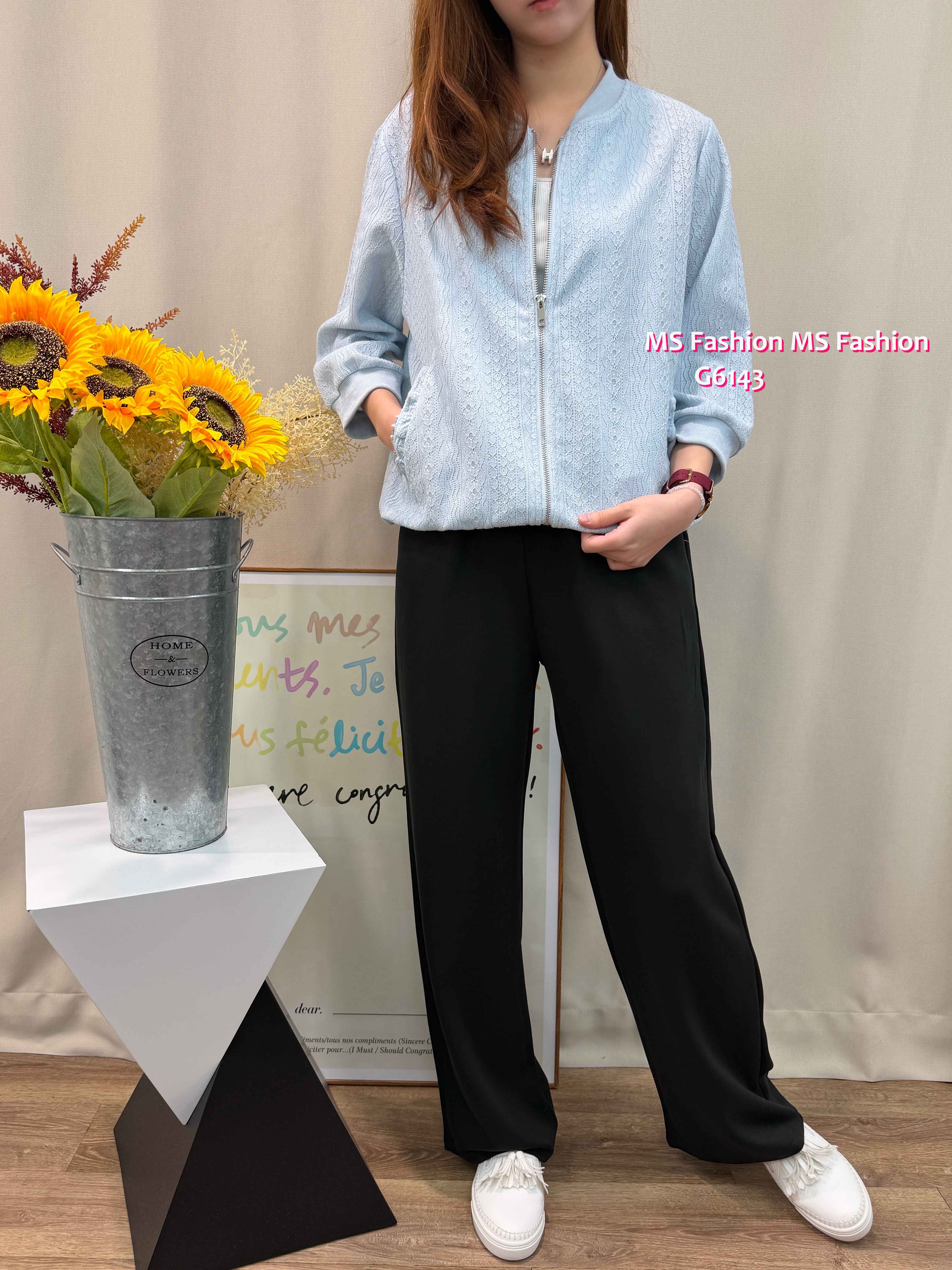 G6142 韓國🇰🇷lace中袖拉鏈外套