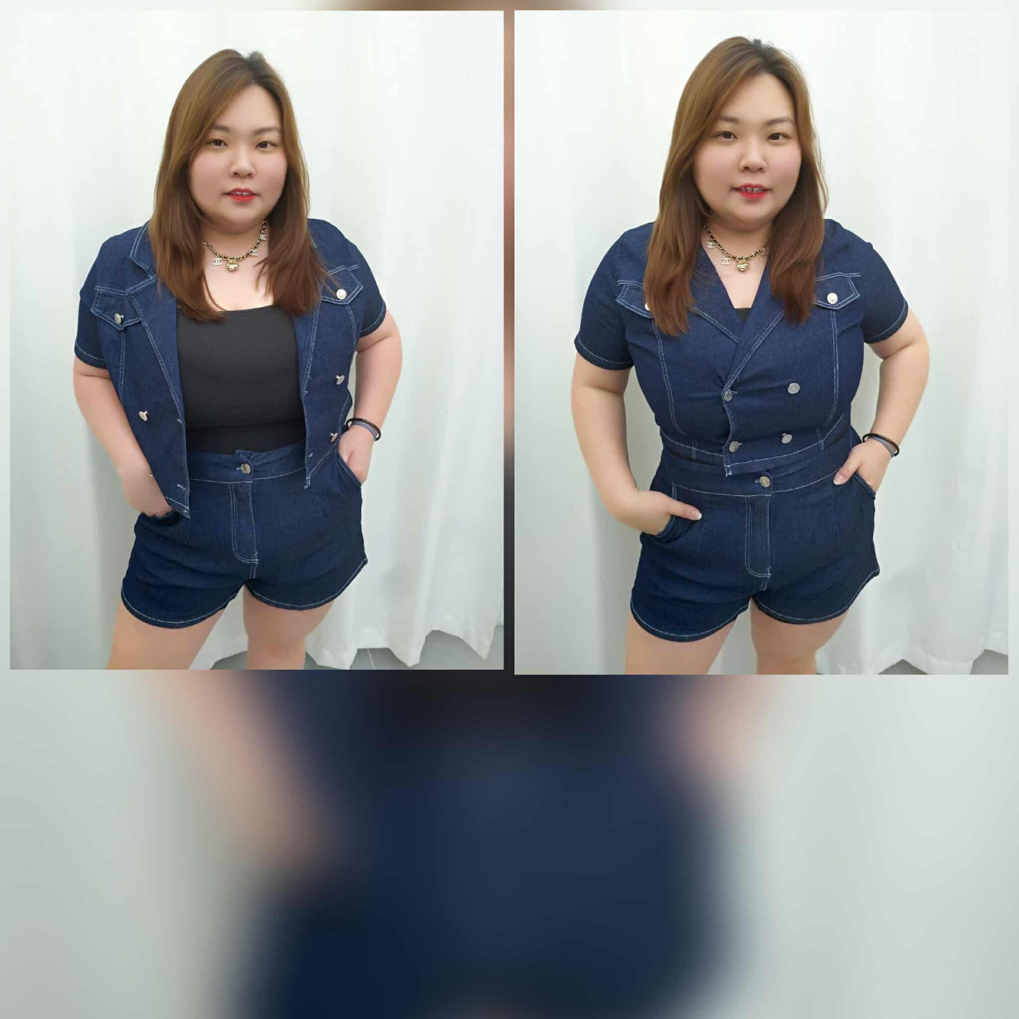 TW#6087 车边线大翻领牛仔裤子套装