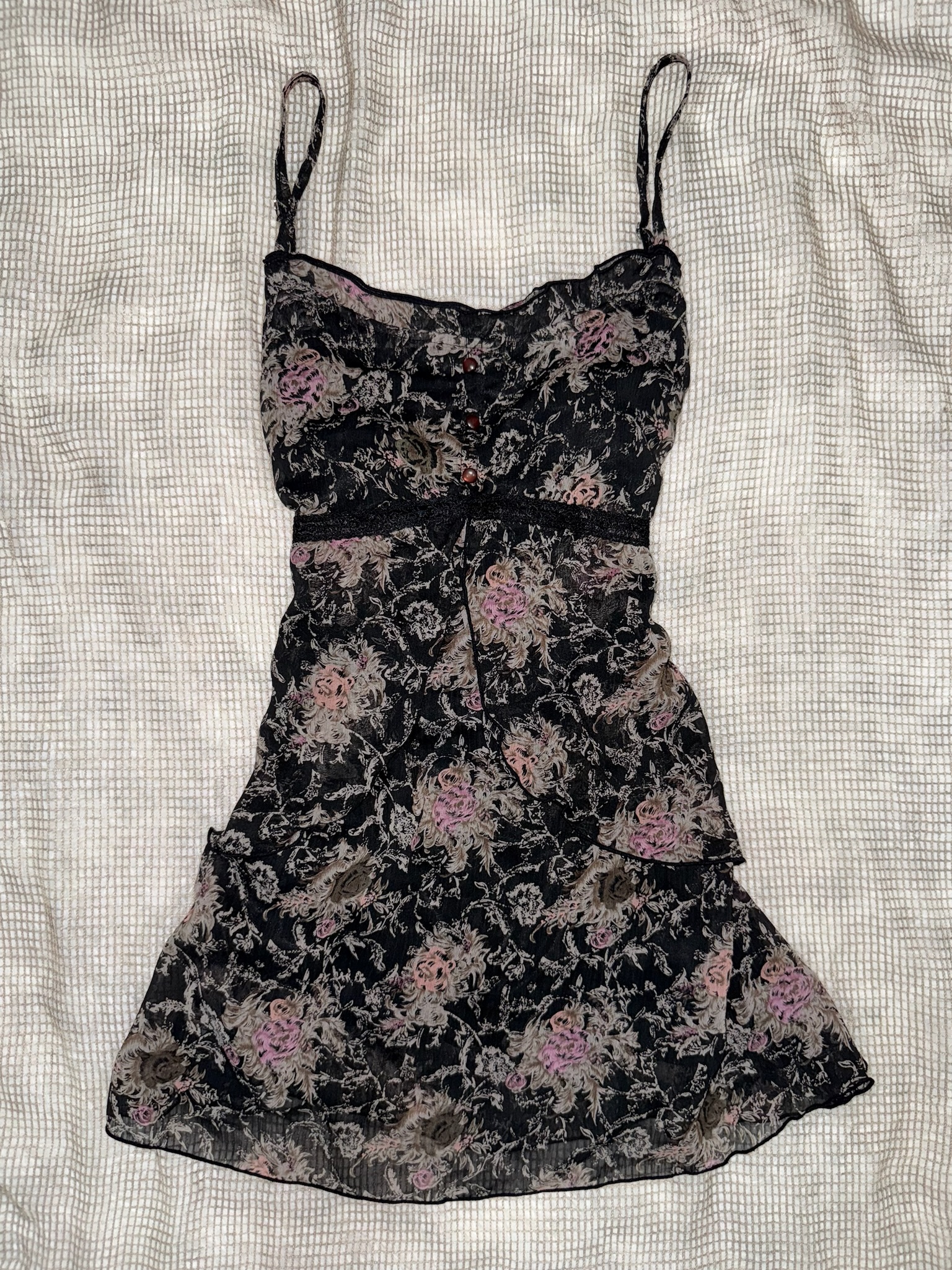 Grunge Tiered Chiffon Mini Dress