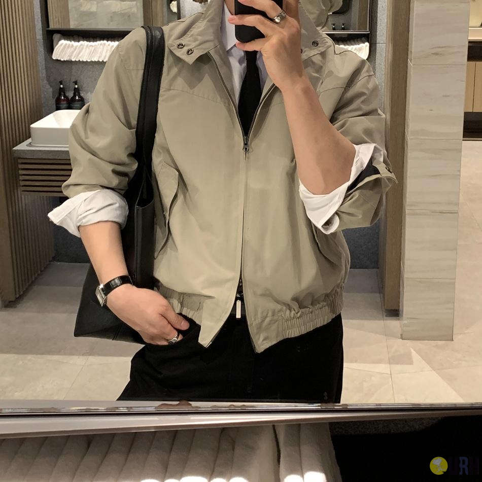 【100%保證韓國直送】簡約立領雙向拉鍊挺闊寬鬆哈靈頓外套 🧥 [3 color] RL114871