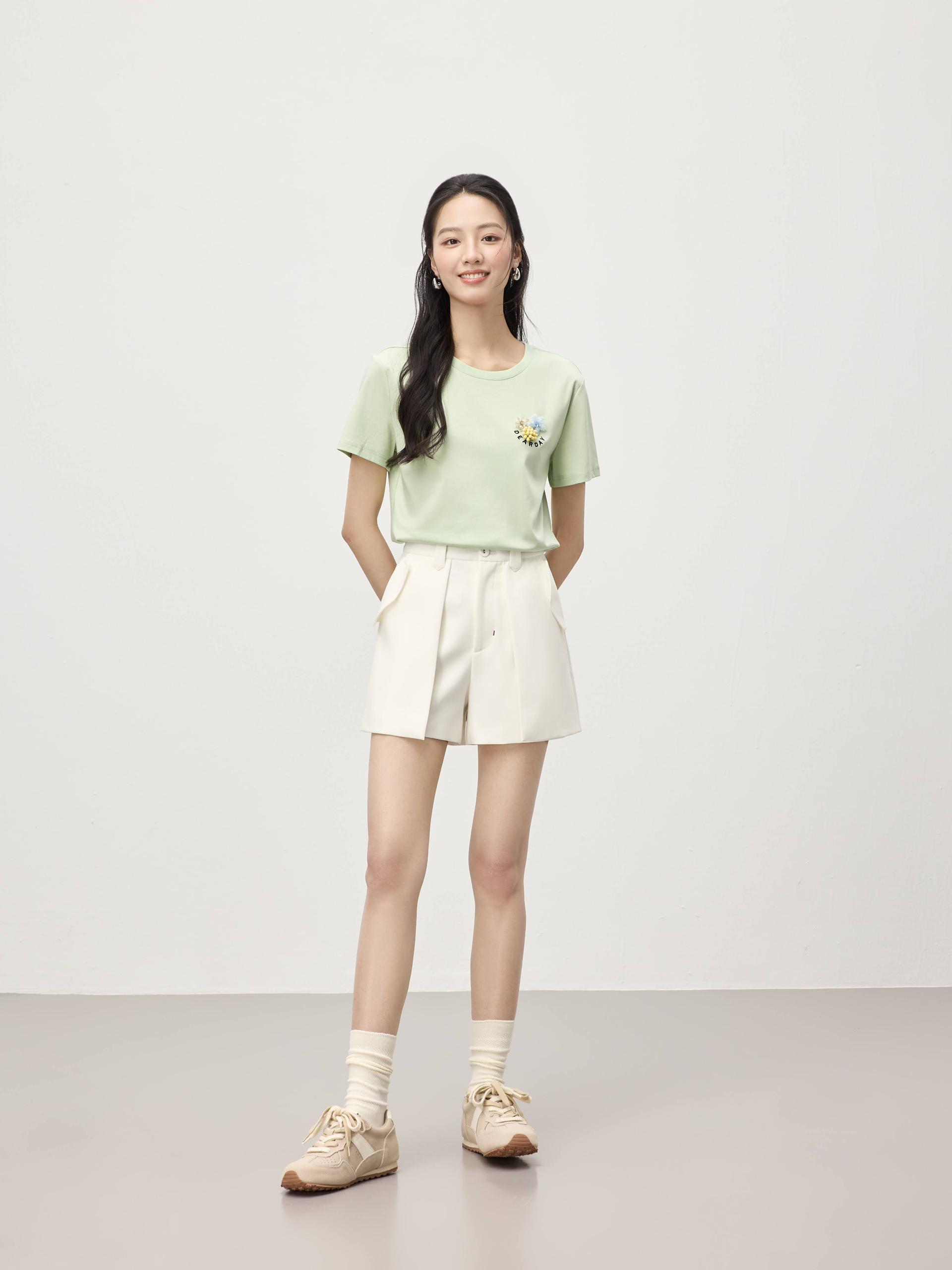 两侧装饰翻盖短裤  P0452