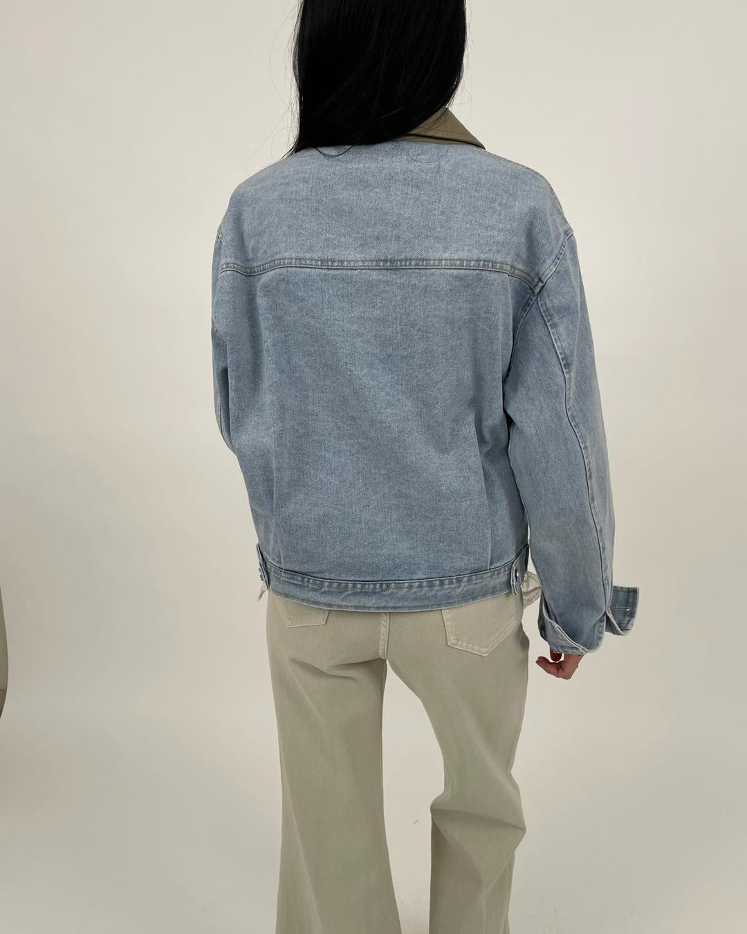 拼皮領牛仔外套