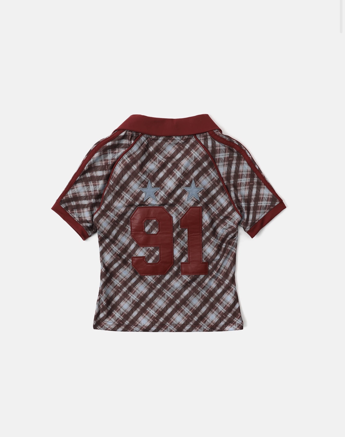 BADBLOOOD直播限時優惠[w-tee25-119] Vintage Club V-Neck Check T-Shirt - Red