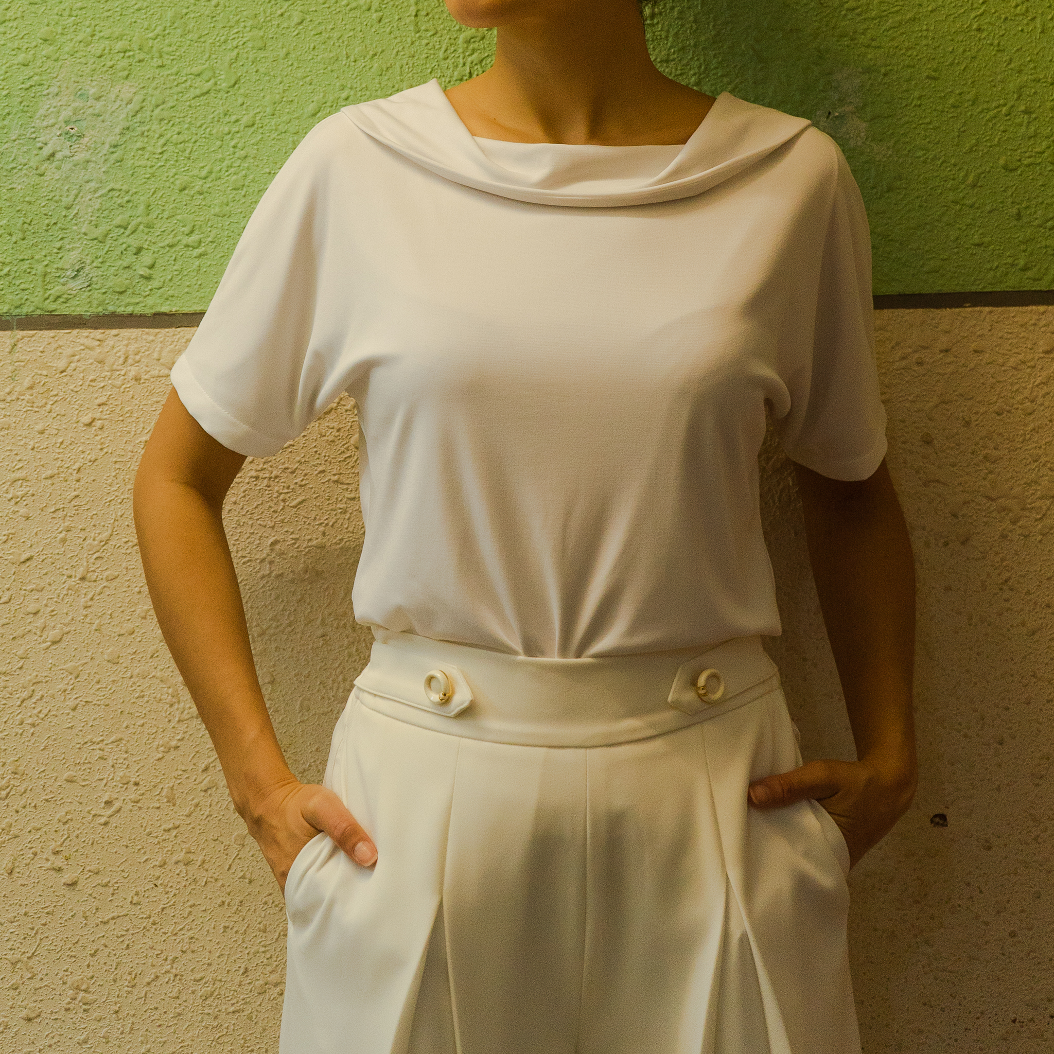 (Ready-Made) 1930s Betty Nautical Sailor Wide Legged Pants - White (FM181-W)