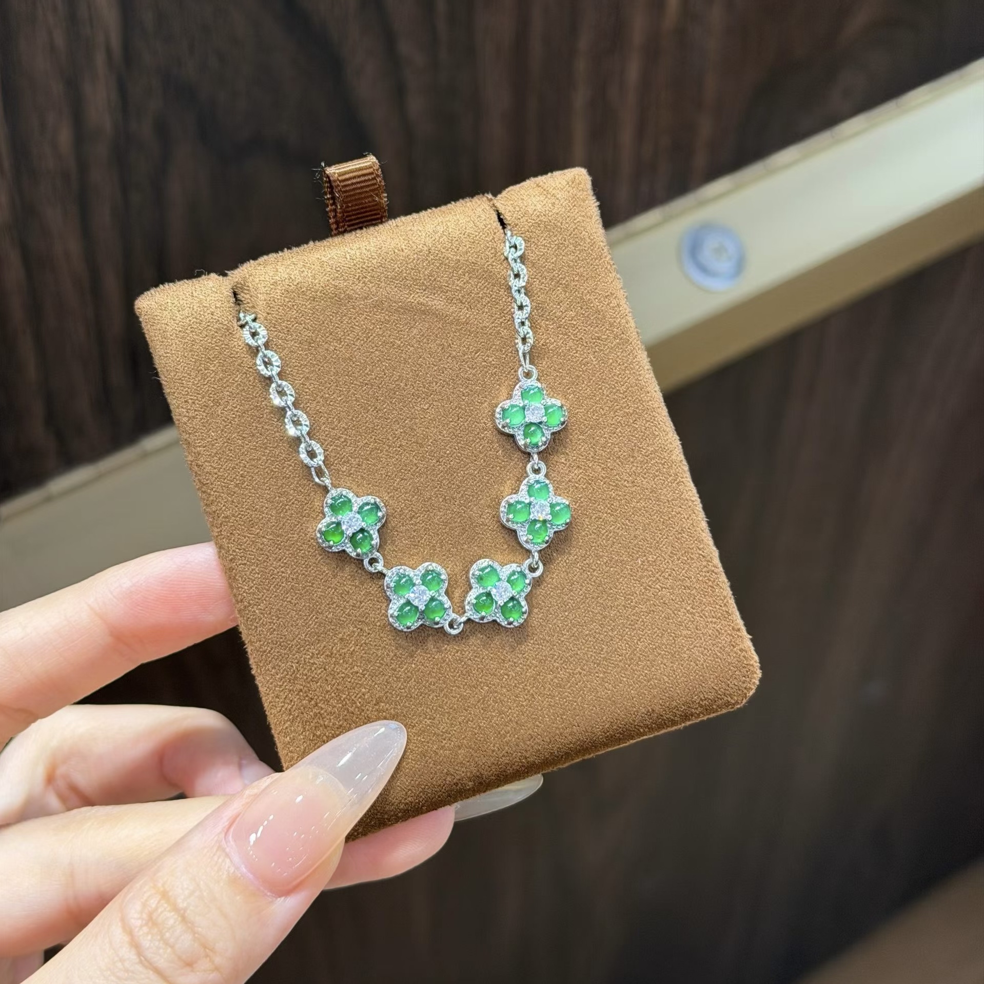 新品 幸运四叶草翡翠手链