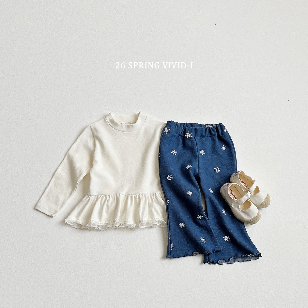 🌸預訂 韓國直送🌸🇰🇷VIVIDI四色彈性牛仔花邊喇叭褲