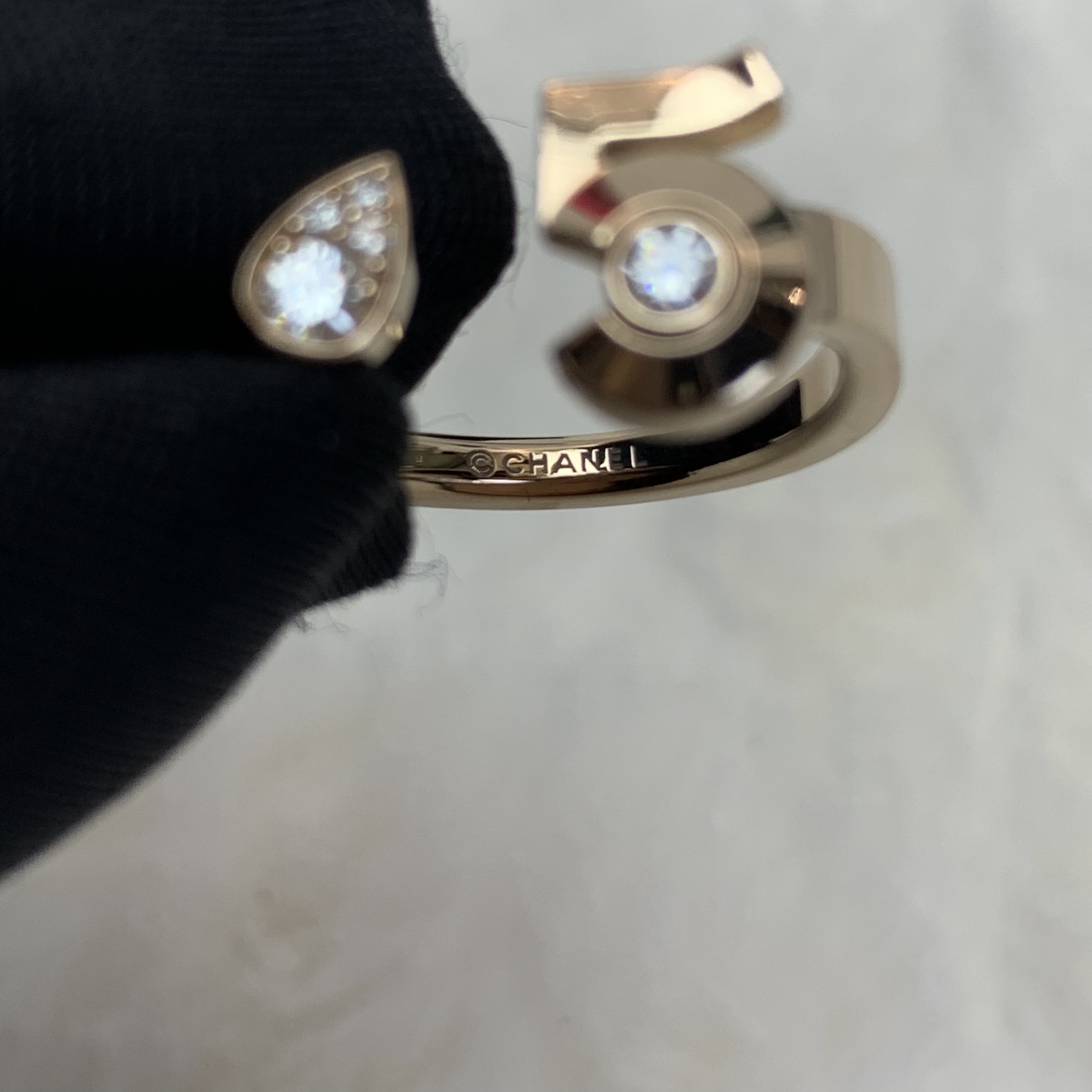 公價近六折🫢Chanel米色18K金No.5帶鑽戒指