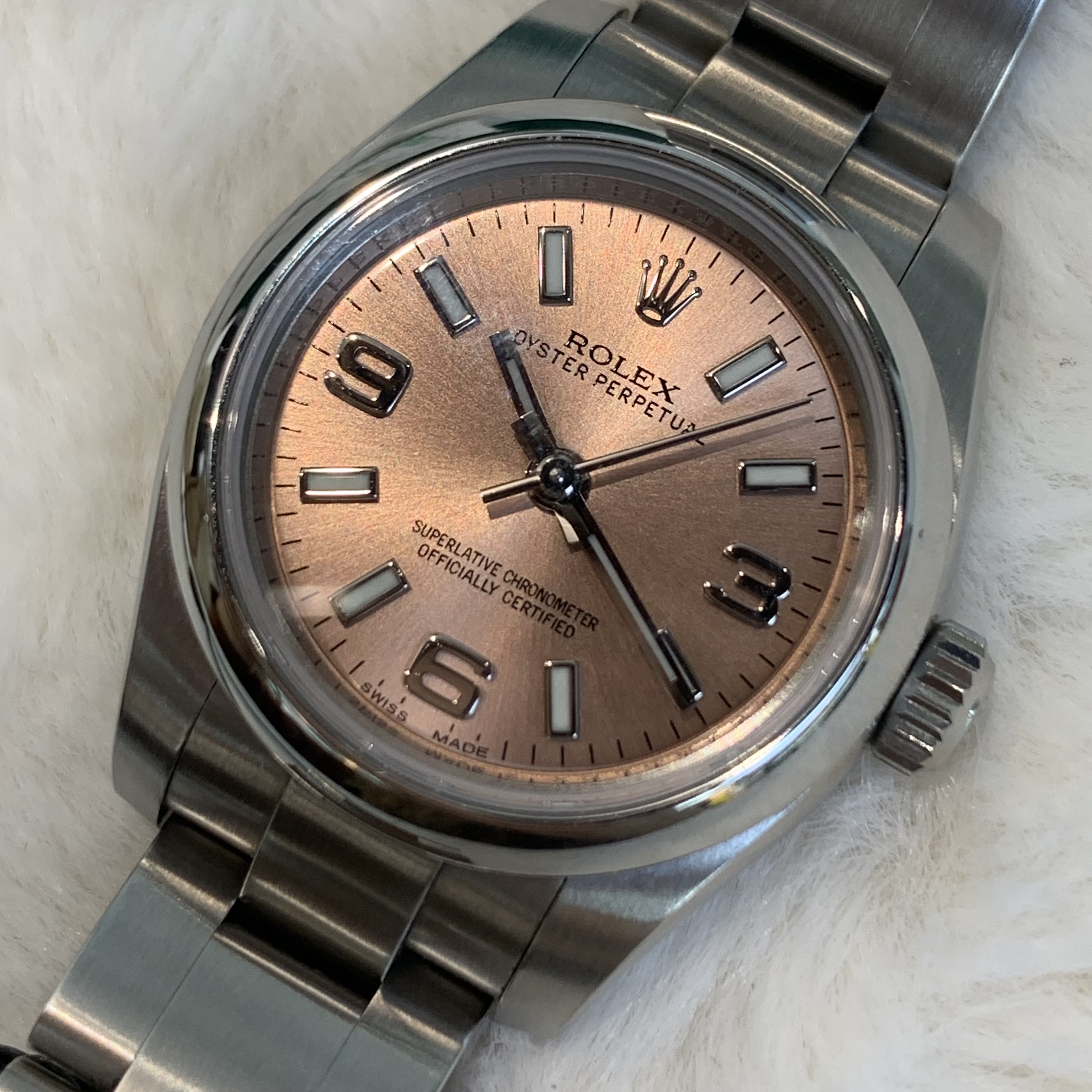 Rolex Oyster Perpetual 女士玫瑰金手錶