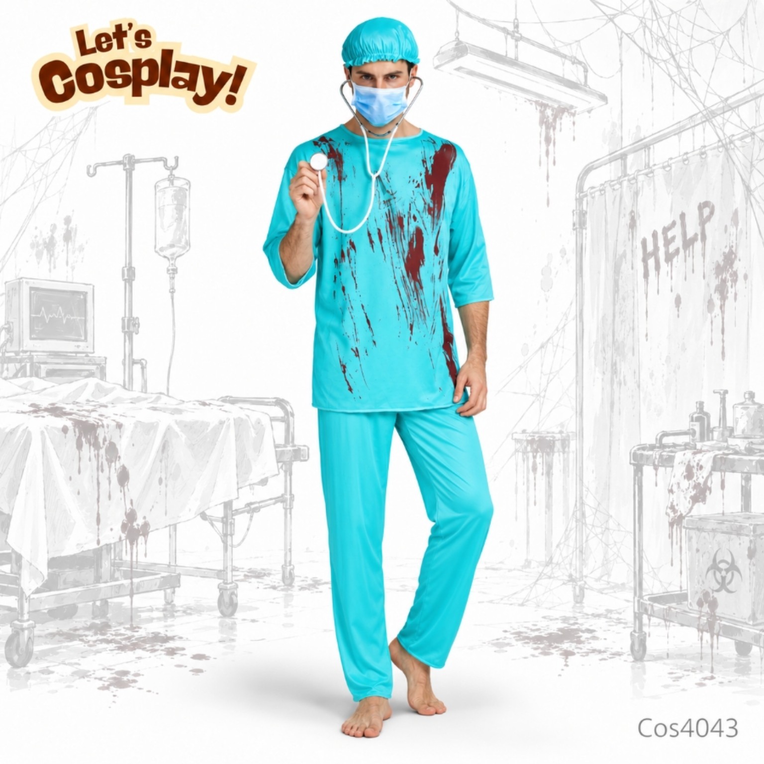 成人萬聖節恐怖醫生角色扮演服 Horror Doctor Costume M–XL｜Lets Cosplay COS4043