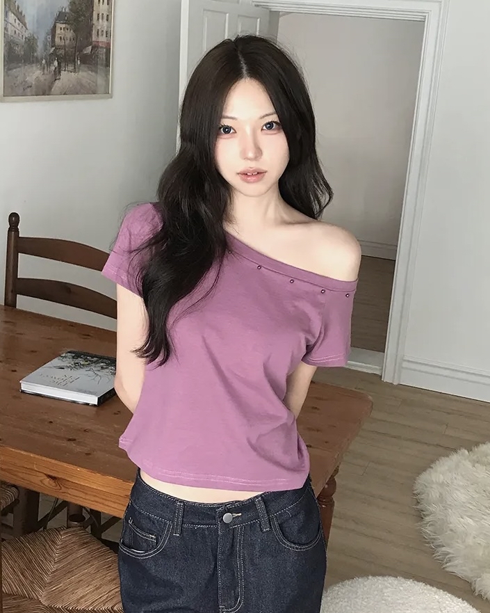 Asymmetric Studded Crop Top