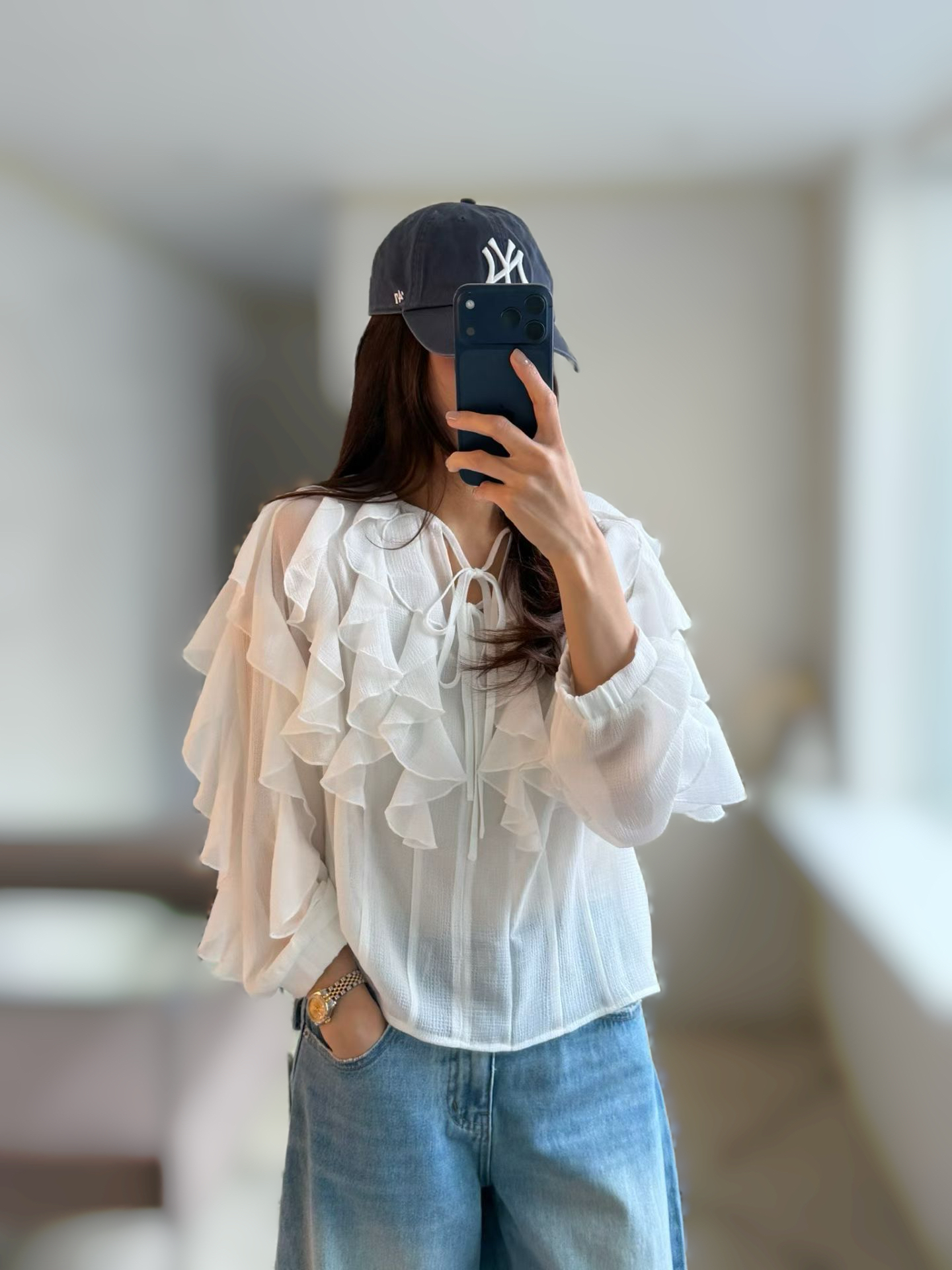 AMORA elegant ruffles blouse